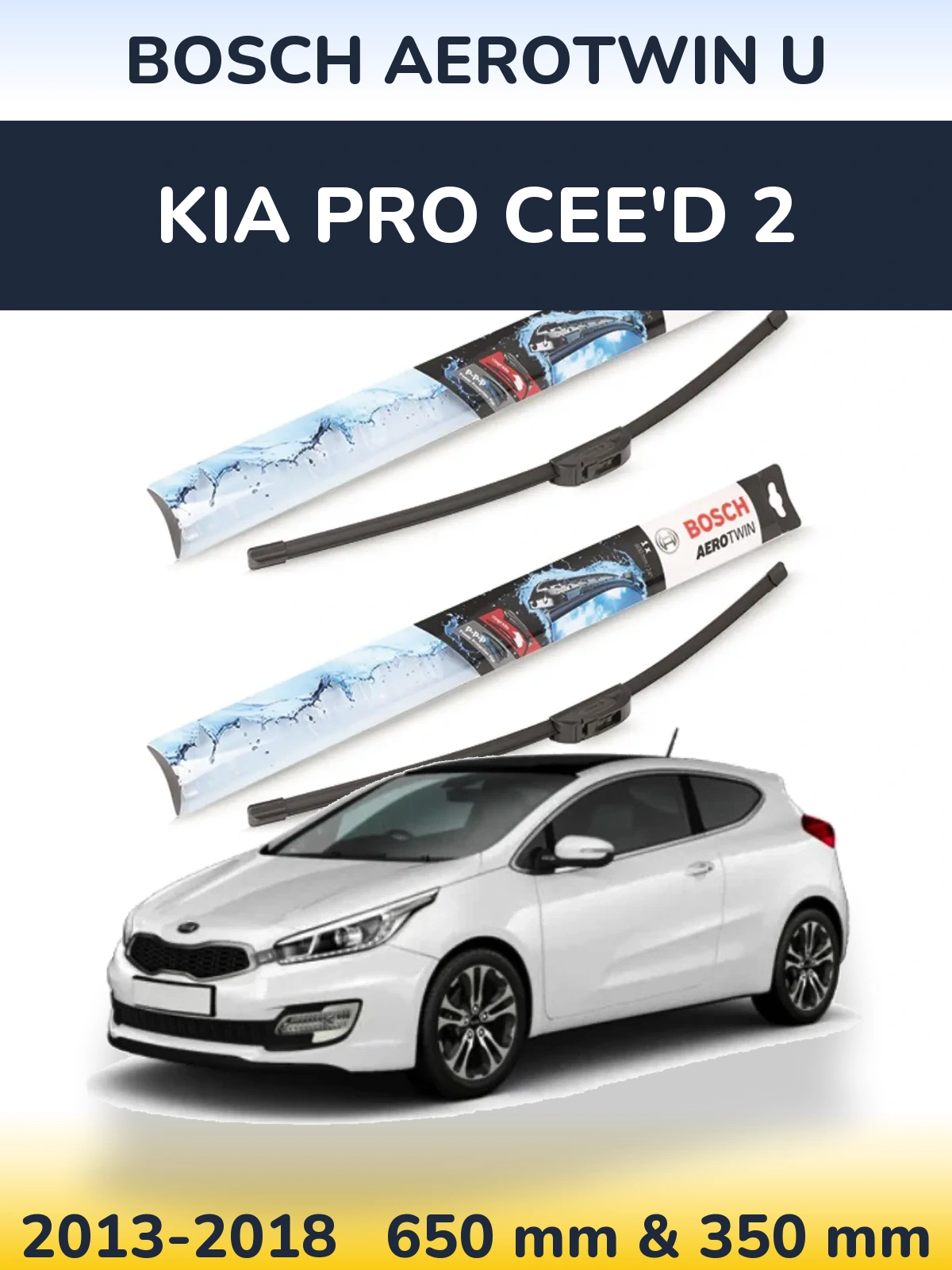 Komplet przednich wycieraczek BOSCH AeroTwin U 650 & 350 mm do KIA Pro Cee'd 2 2013-2018