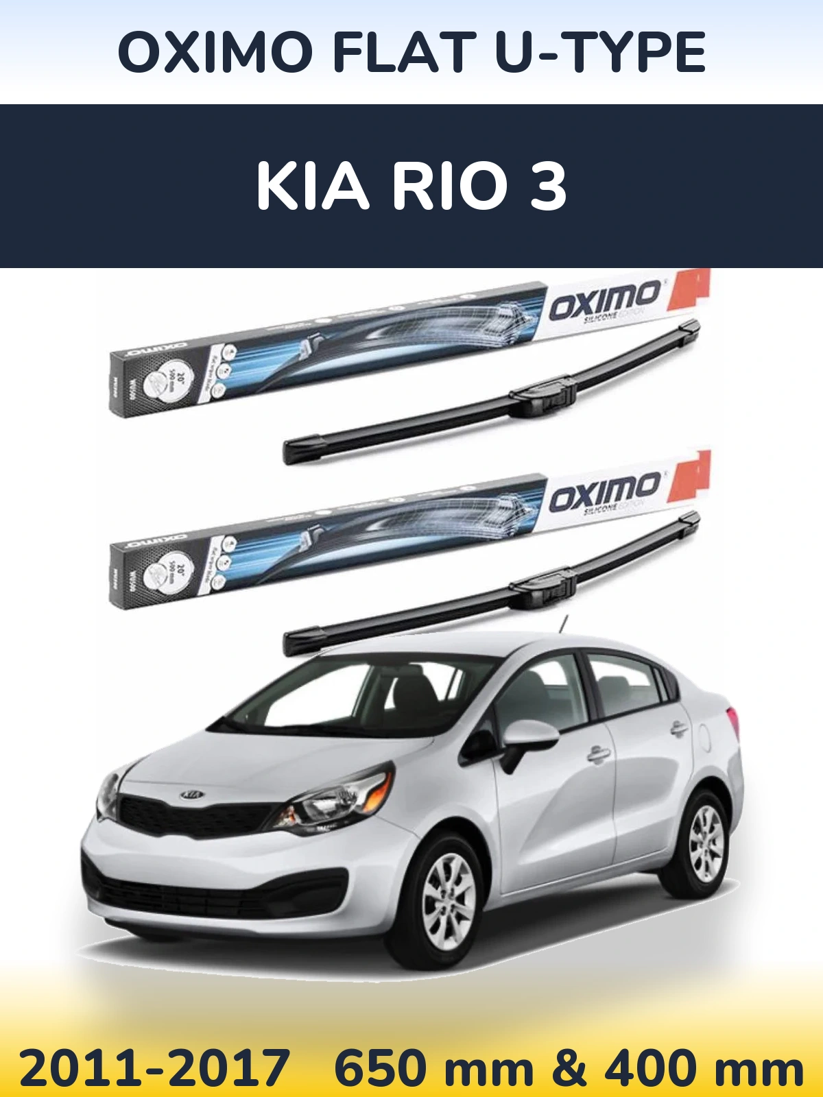 Komplet przednich wycieraczek Oximo Flat U-type 650 & 400 mm do KIA Rio 3 2011-2017