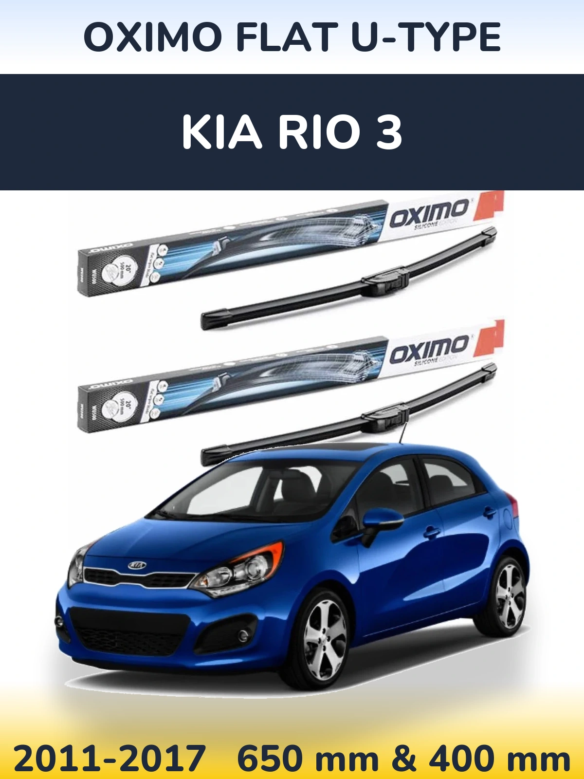Komplet przednich wycieraczek Oximo Flat U-type 650 & 400 mm do KIA Rio 3 2011-2017