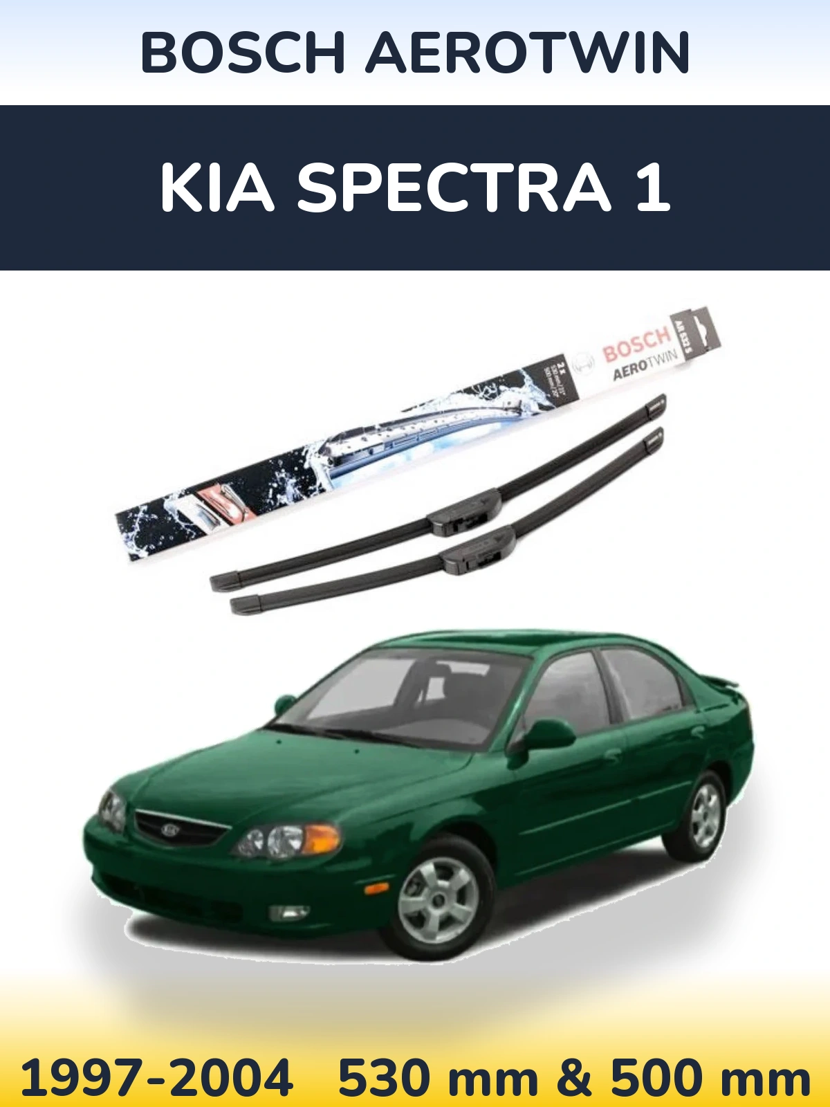 Front wiper blade set BOSCH AeroTwin 530 & 500 mm for KIA Spectra 1 1997-2004