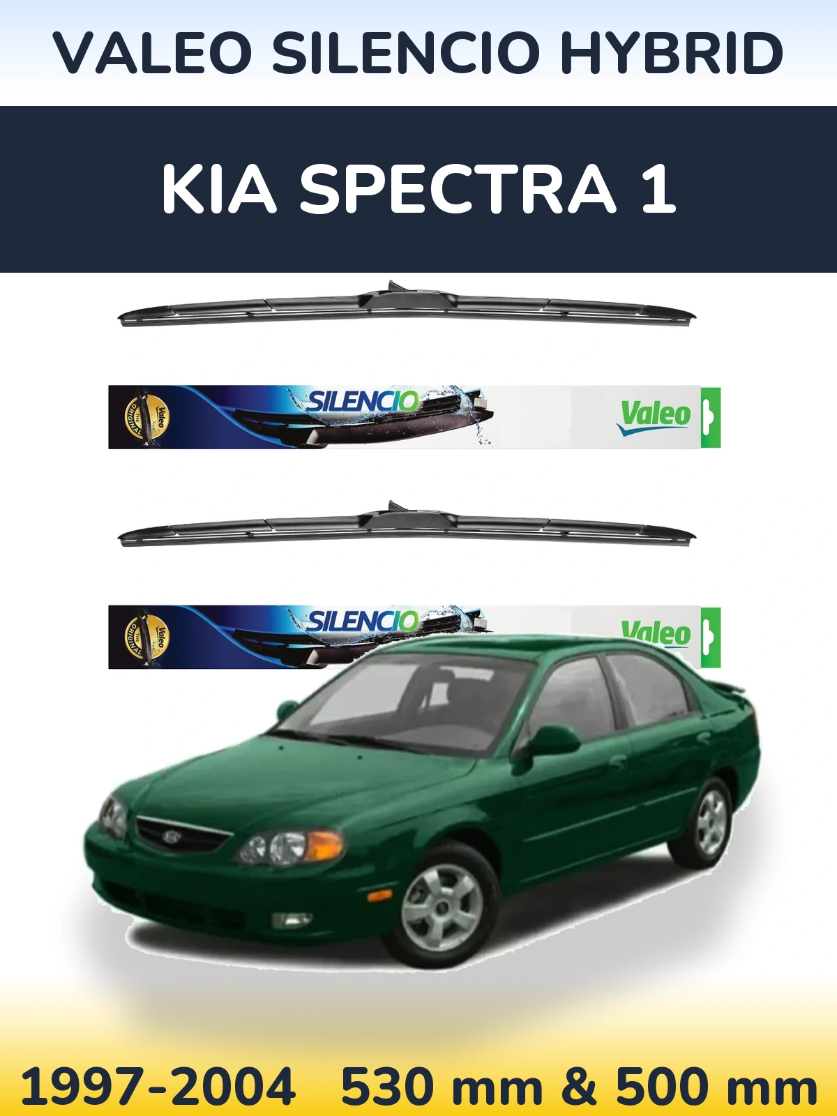 Komplet przednich wycieraczek Valeo Silencio Hybrid 530 & 500 mm do KIA Spectra 1 1997-2004