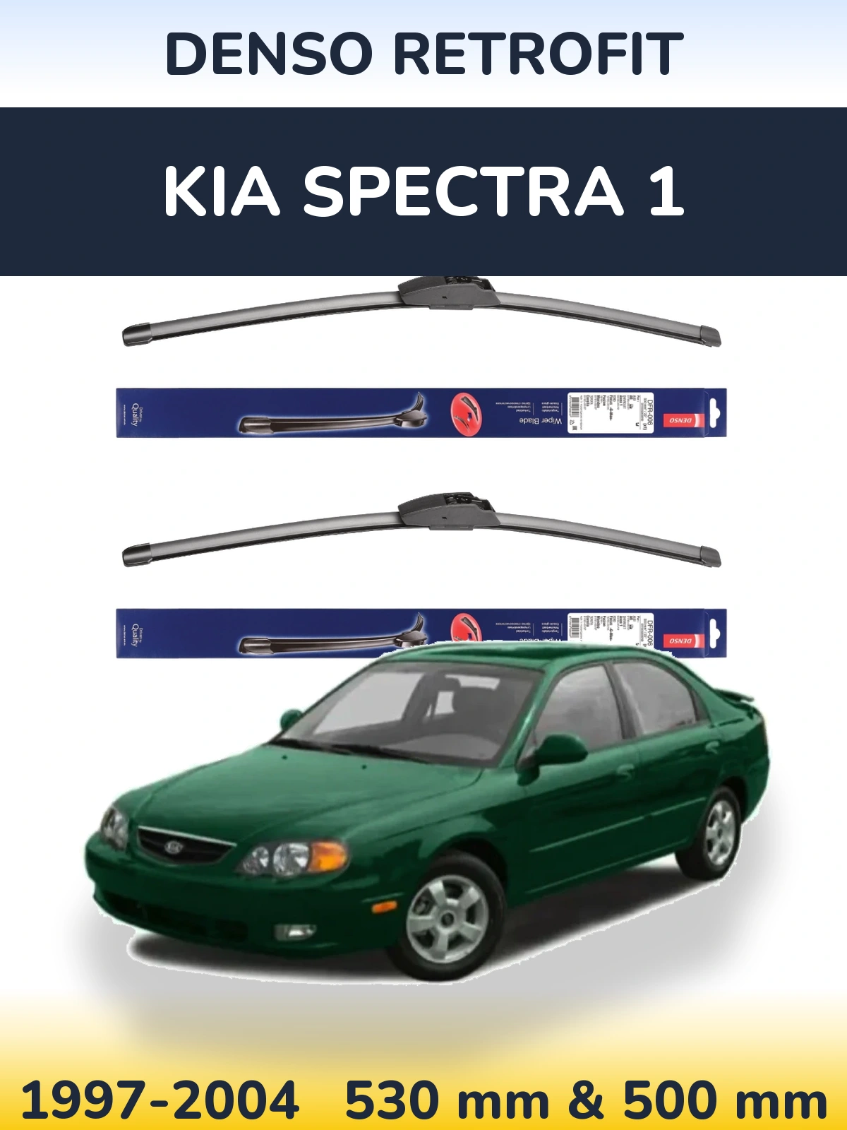 Komplet przednich wycieraczek Denso Retrofit 530 & 500 mm do KIA Spectra 1 1997-2004