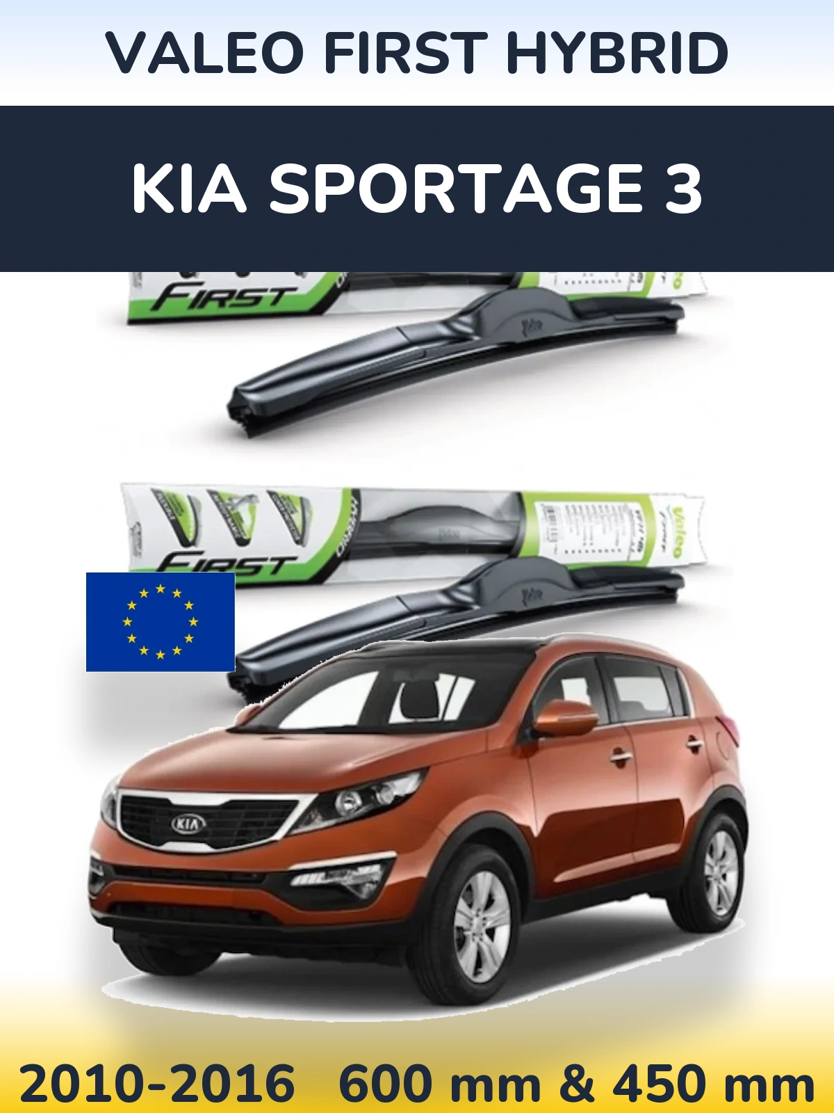 Komplet przednich wycieraczek Valeo First Hybrid 600 & 450 mm do KIA Sportage 3 2010-2016