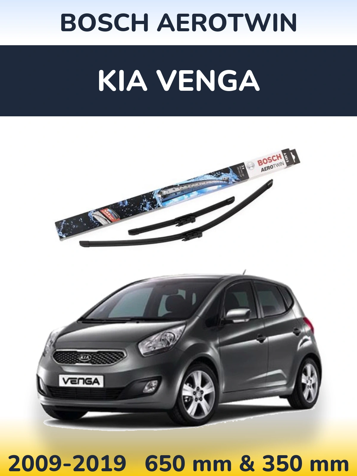 Komplet przednich wycieraczek BOSCH AeroTwin 650 & 340 mm do KIA Venga 2009-2019