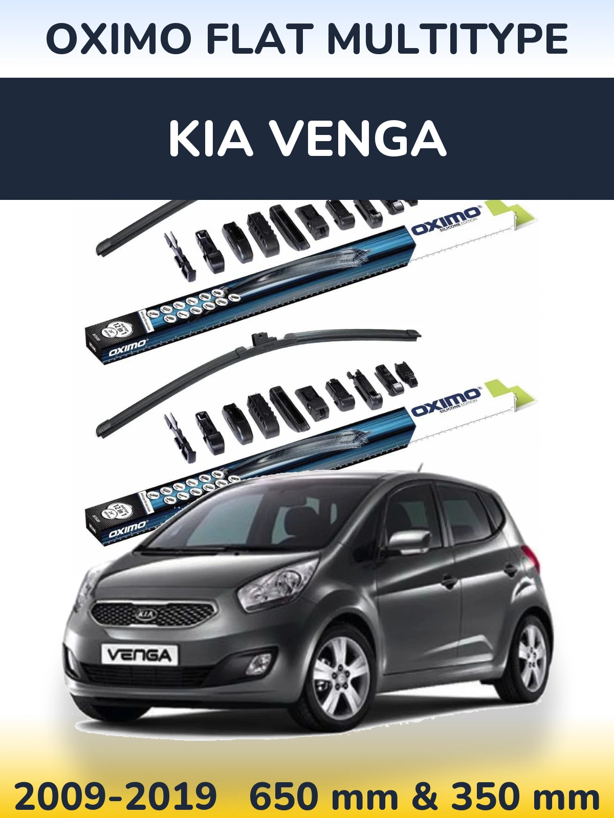 Komplet przednich wycieraczek Oximo Flat MultiType 650 & 350 mm do KIA Venga 2009-2019