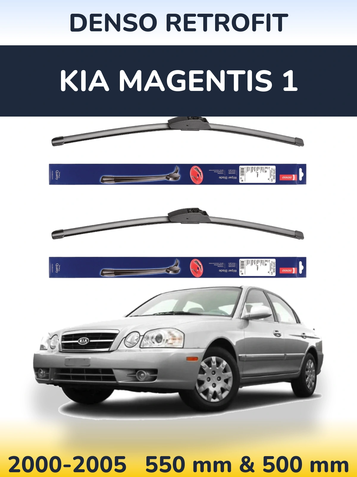 Комплект передних дворников Denso Retrofit 550 & 500 мм для KIA Magentis 1 2000-2005