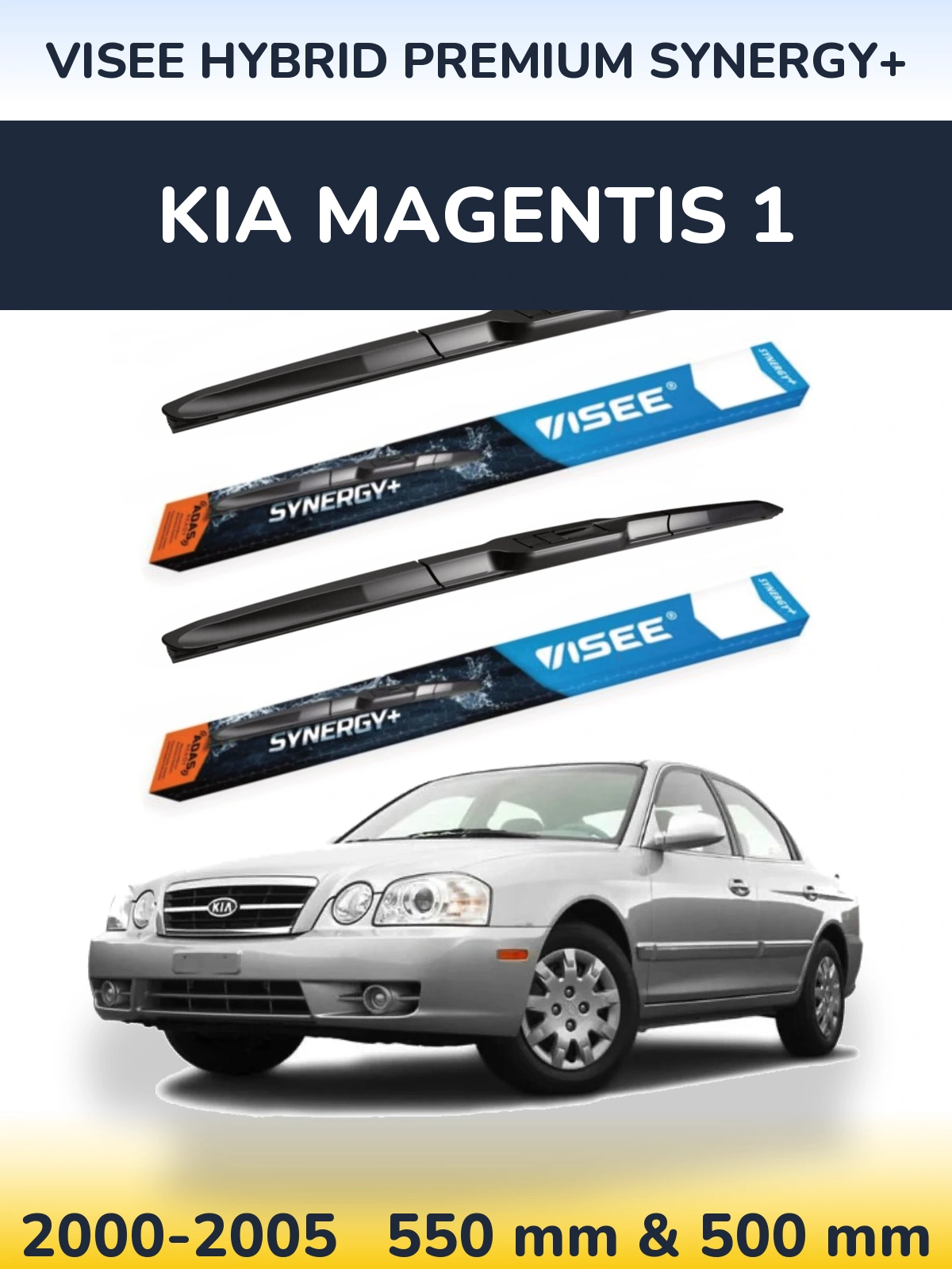Komplet przednich wycieraczek VISEE HYBRID PREMIUM SYNERGY+ 550 & 500 mm do KIA Magentis 1 2000-2005