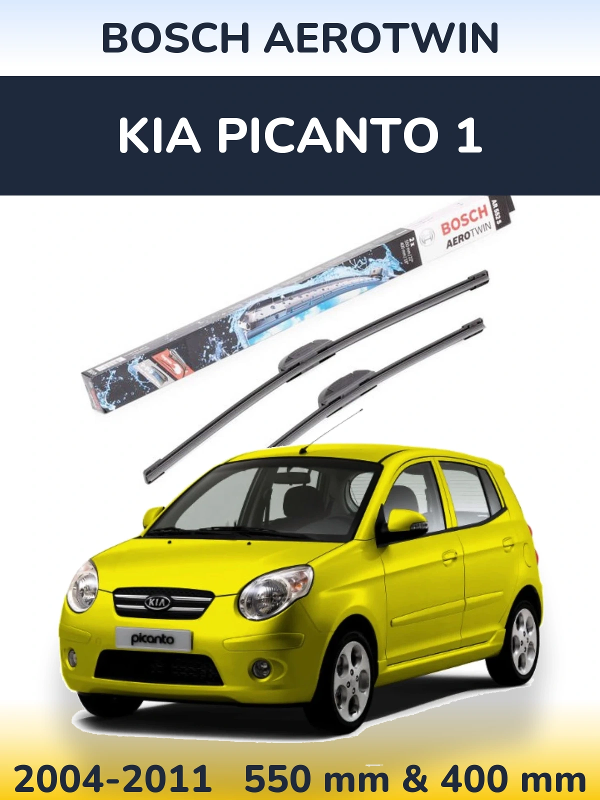 Komplet przednich wycieraczek BOSCH AeroTwin 550 & 400 mm do KIA Picanto 1 2004-2011
