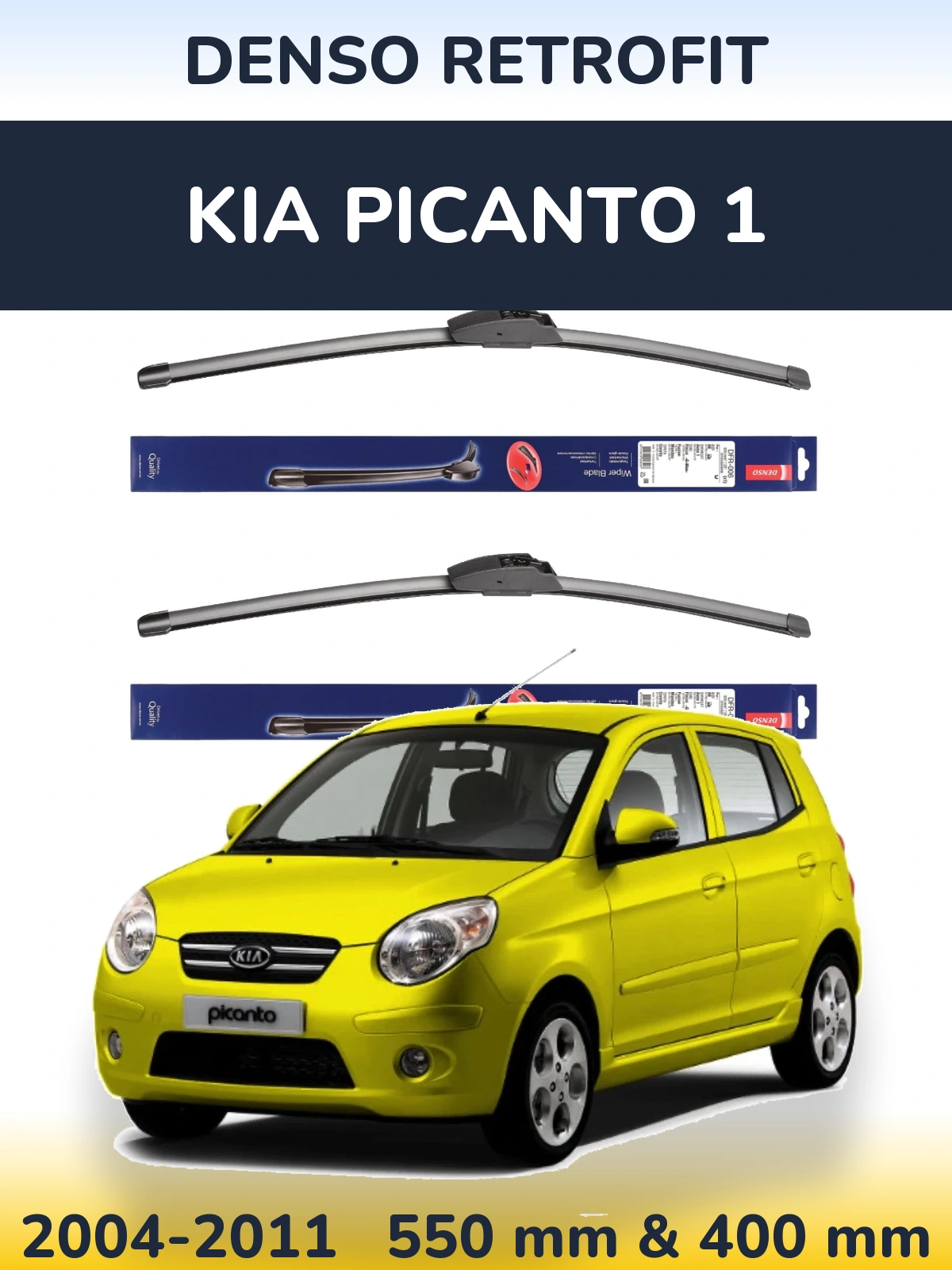 Комплект передних дворников Denso Retrofit 550 & 400 мм для KIA Picanto 1 2004-2011