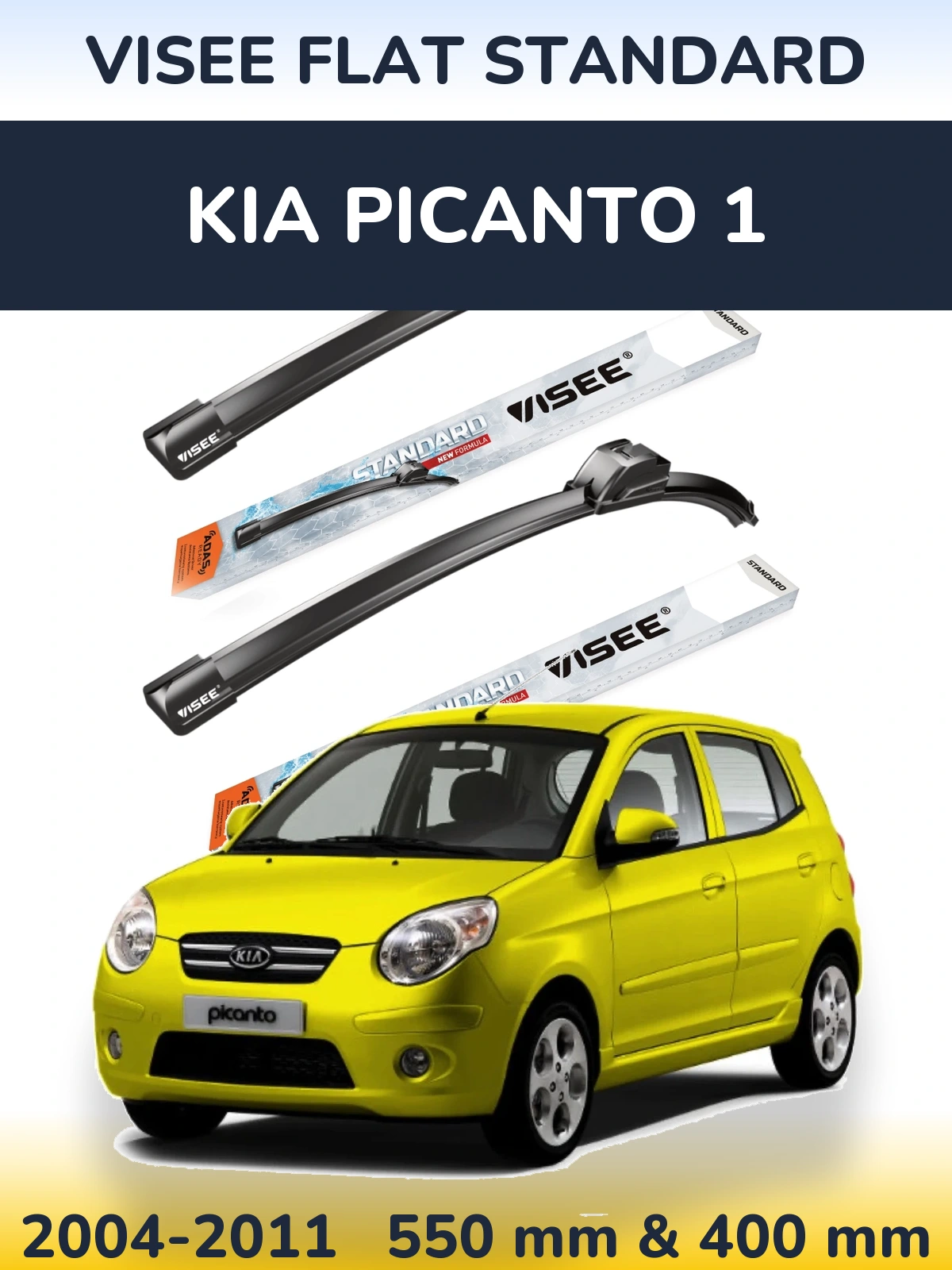 Комплект передних дворников VISEE FLAT STANDARD 550 & 400 мм для KIA Picanto 1 2004-2011