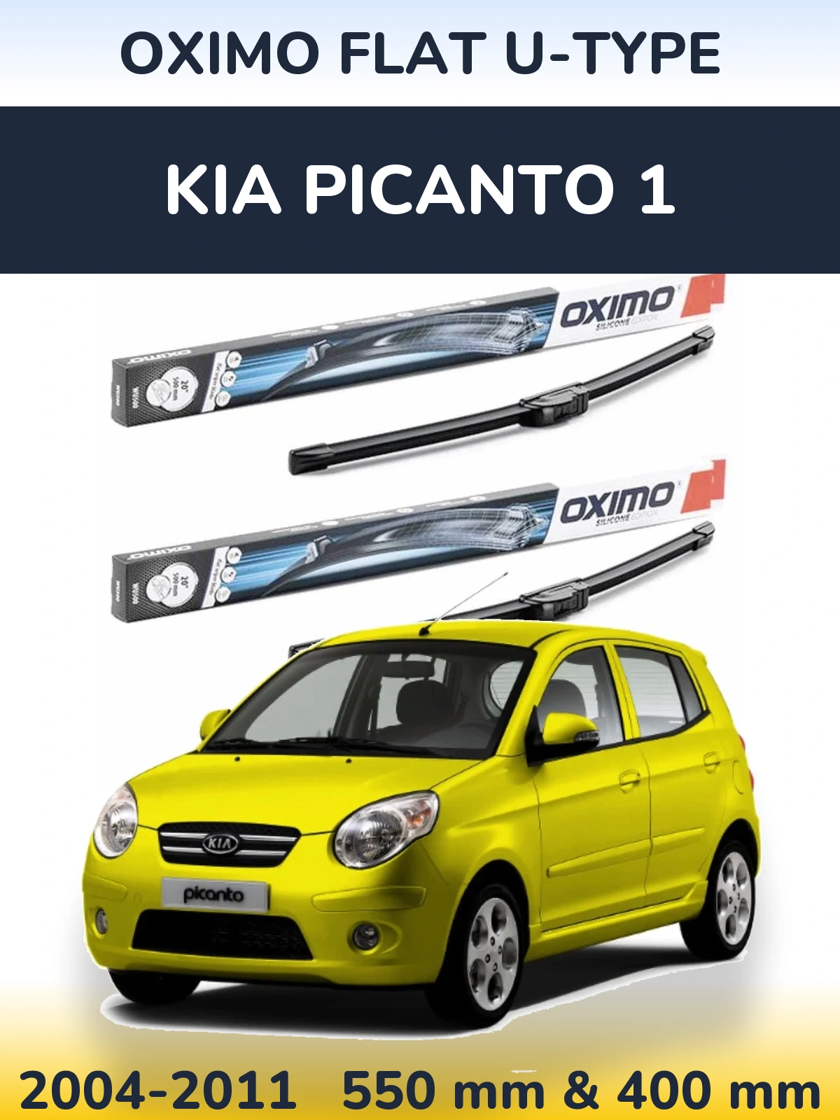 Komplet przednich wycieraczek Oximo Flat U-type 550 & 400 mm do KIA Picanto 1 2004-2011