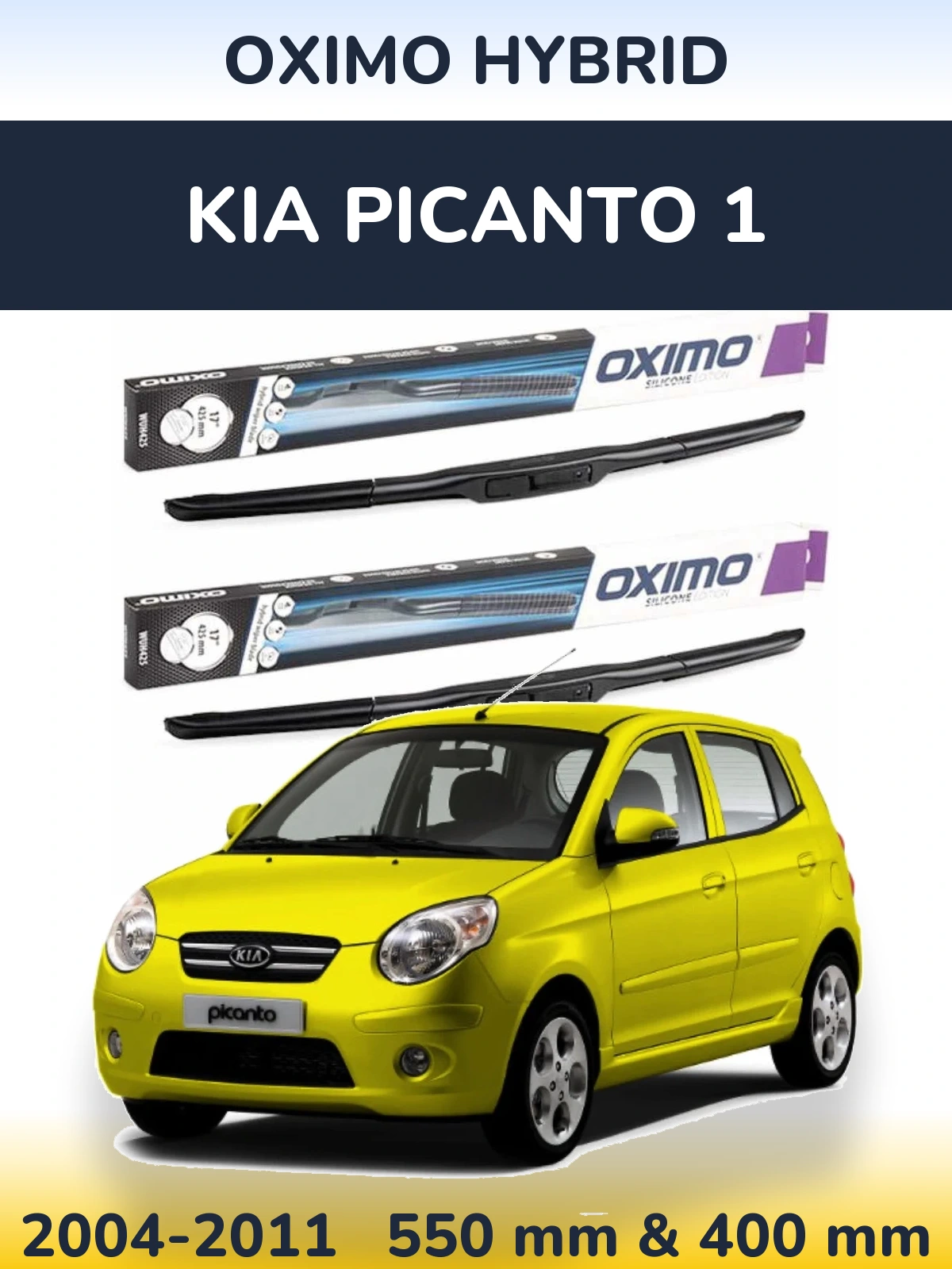 Front wiper blade set Oximo Hybrid 550 & 400 mm for KIA Picanto 1 2004-2011