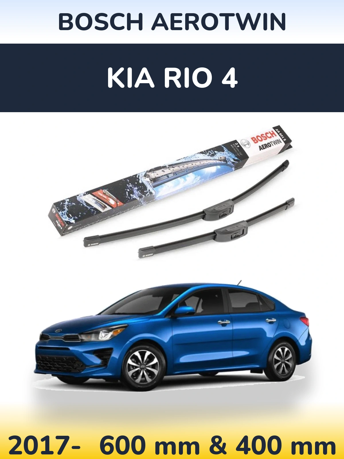 Komplet przednich wycieraczek BOSCH AeroTwin 600 & 400 mm do KIA Rio 4 2017-2026