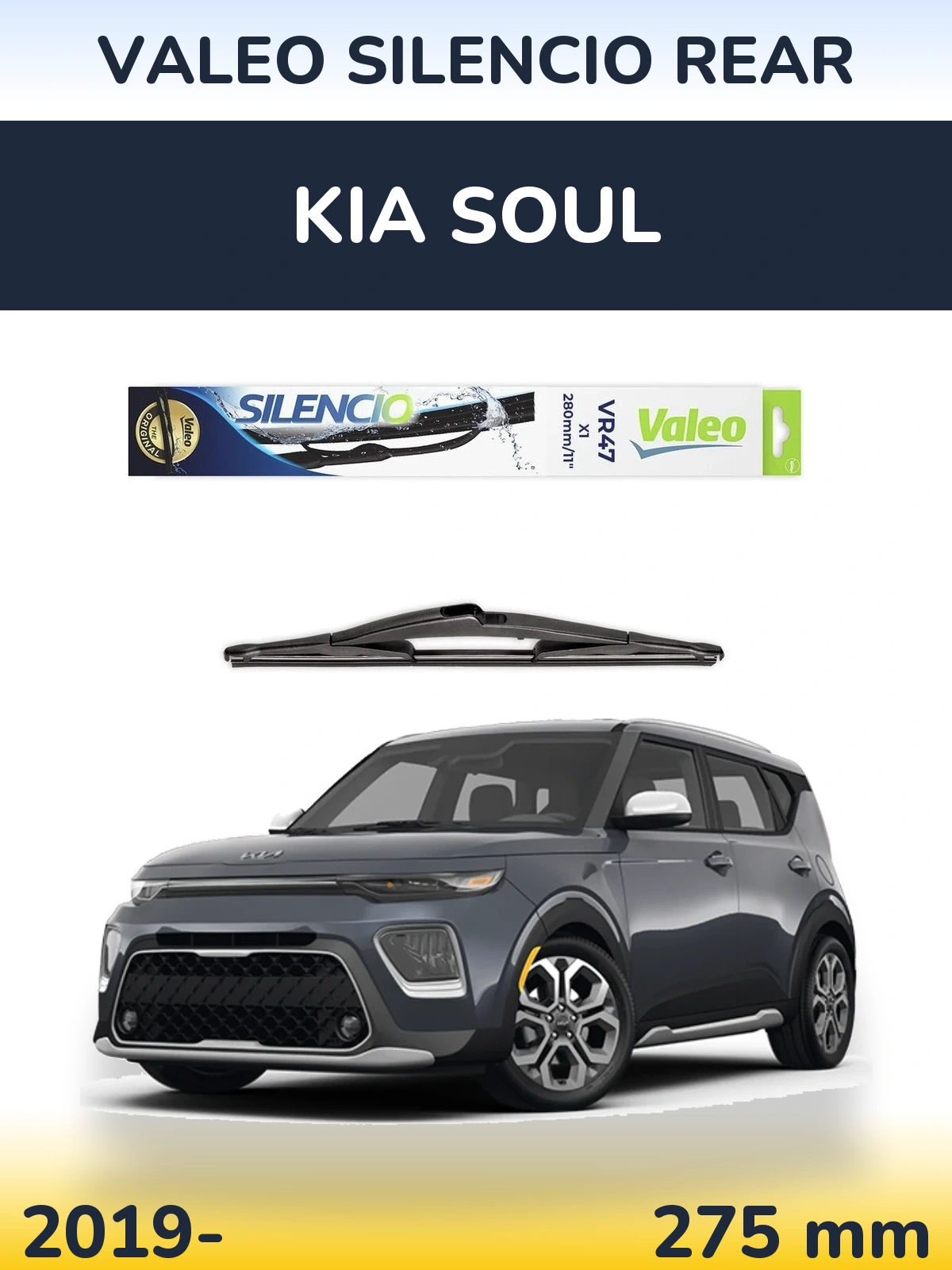 Rear wiper blade Valeo Silencio Rear 280 mm for KIA Soul 2019-2026