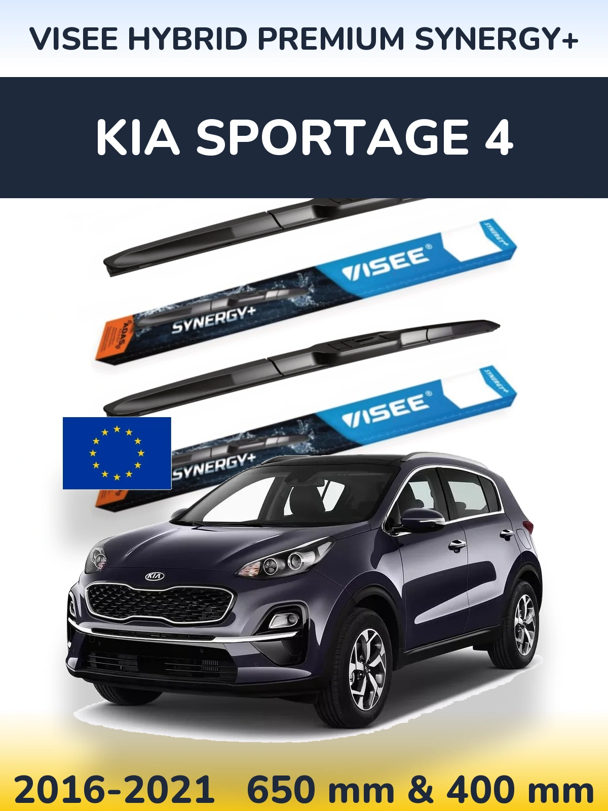 Komplet przednich wycieraczek VISEE HYBRID PREMIUM SYNERGY+ 650 & 400 mm do KIA Sportage 4 2016-2021