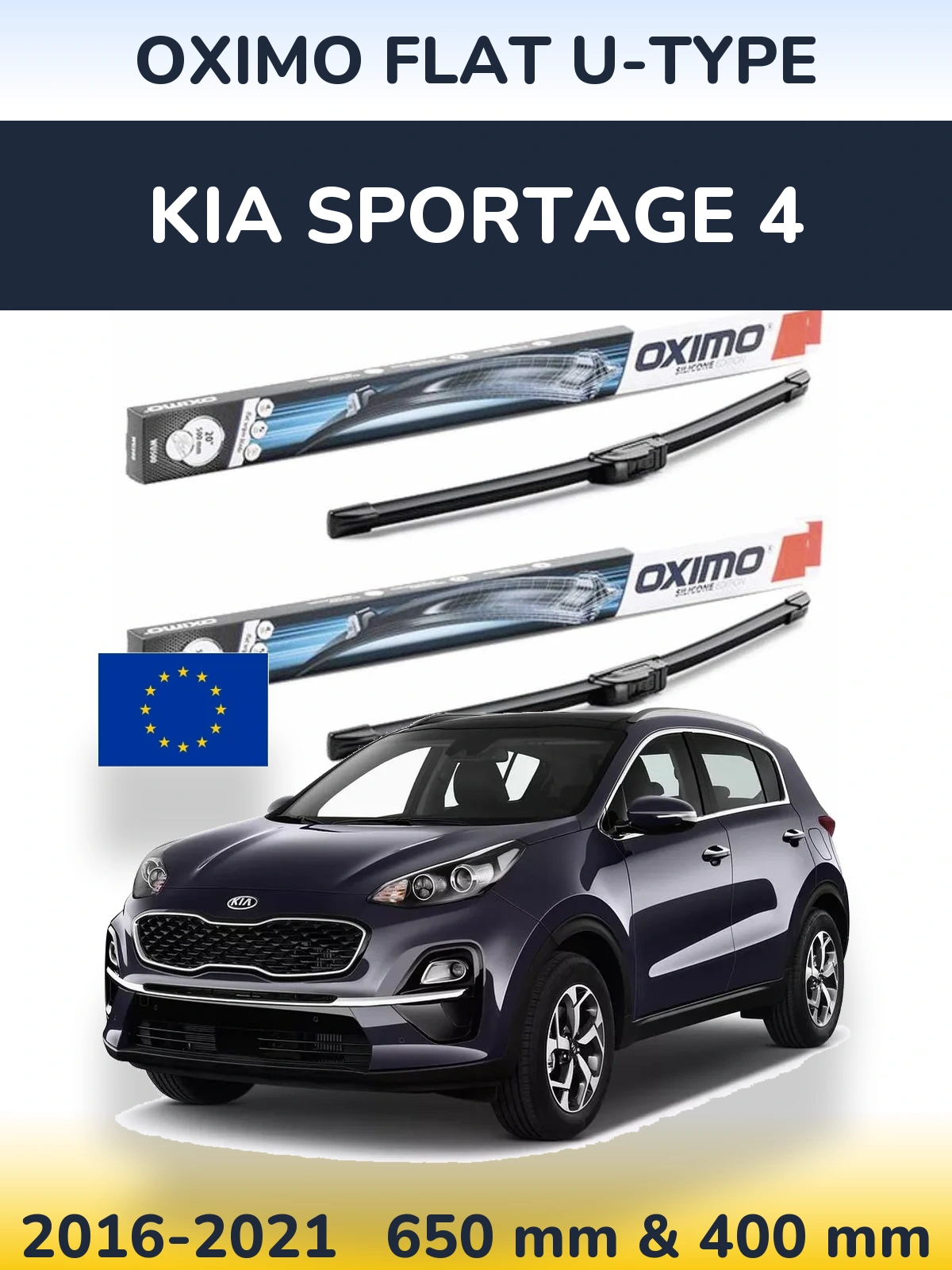 Komplet przednich wycieraczek Oximo Flat U-type 650 & 400 mm do KIA Sportage 4 2016-2021