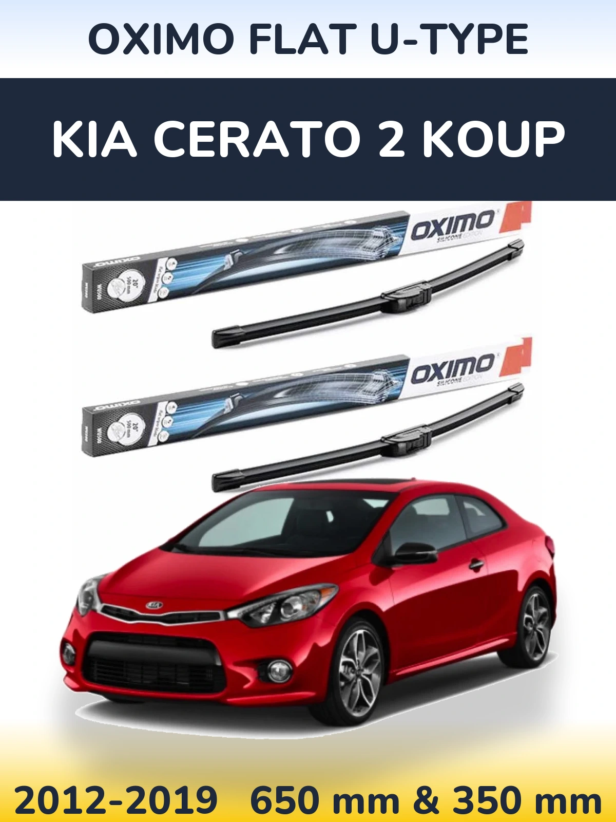 Komplet przednich wycieraczek Oximo Flat U-type 650 & 350 mm do KIA Cerato 2 Koup 2012-2019