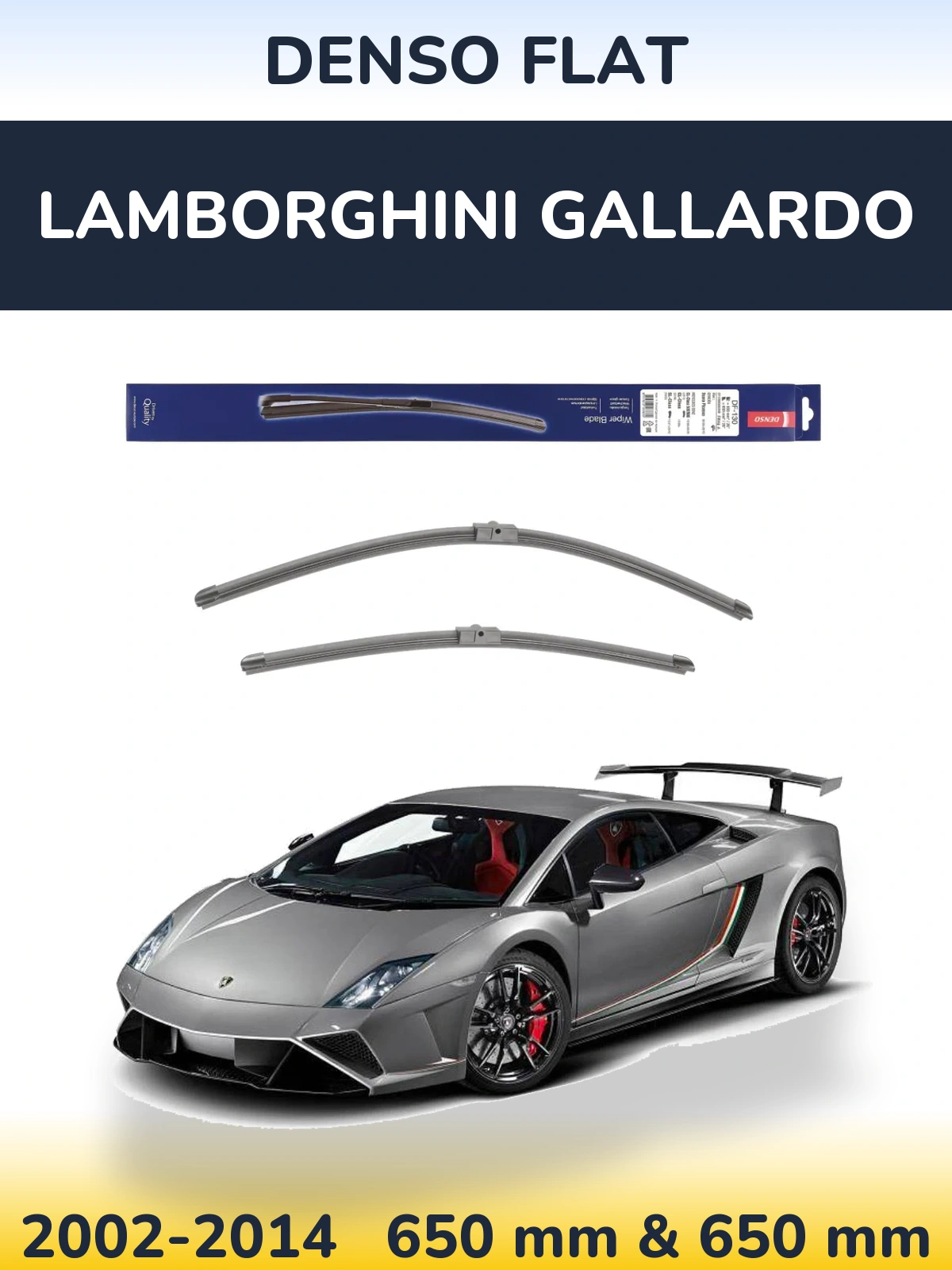 Komplet przednich wycieraczek Denso Flat 650 & 650 mm do Lamborghini Gallardo 2002-2014
