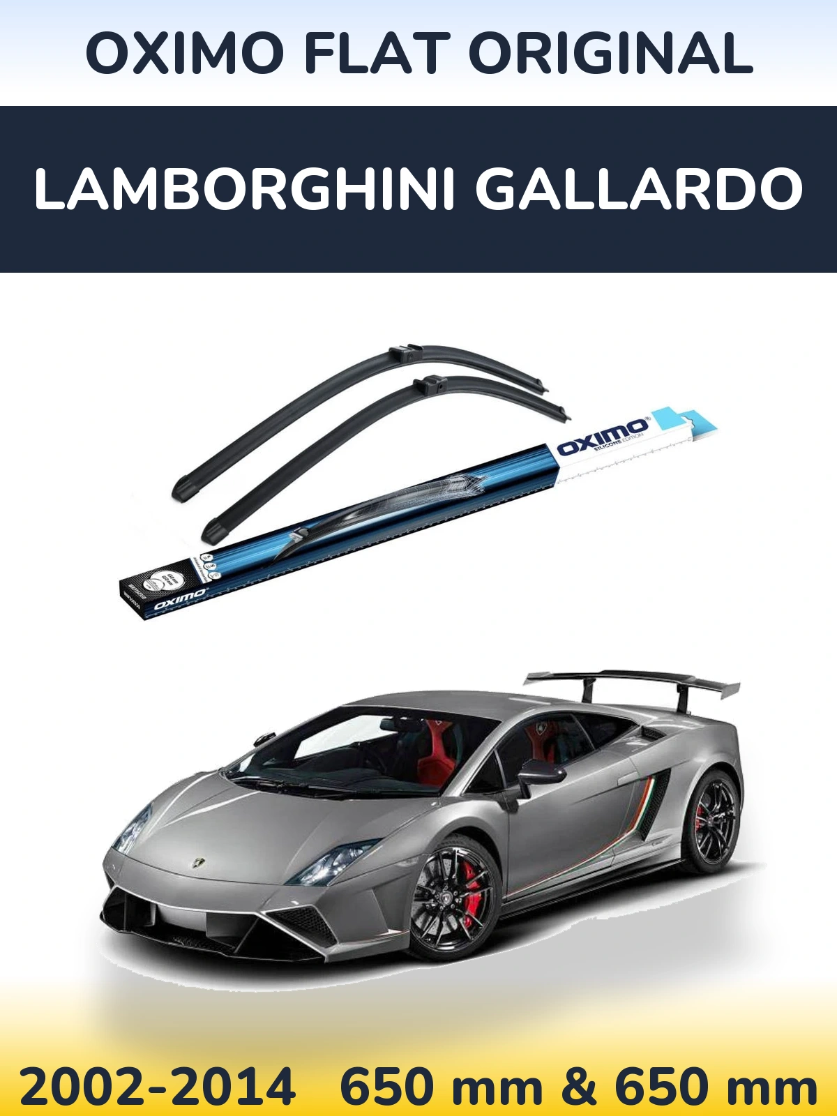 Комплект передних дворников Oximo Flat Original 650 & 650 мм для Lamborghini Gallardo 2002-2014