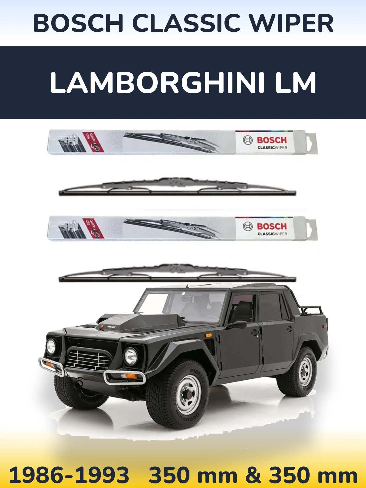 Комплект передних дворников BOSCH Classic Wiper 340 & 340 мм для Lamborghini LM 1986-1993