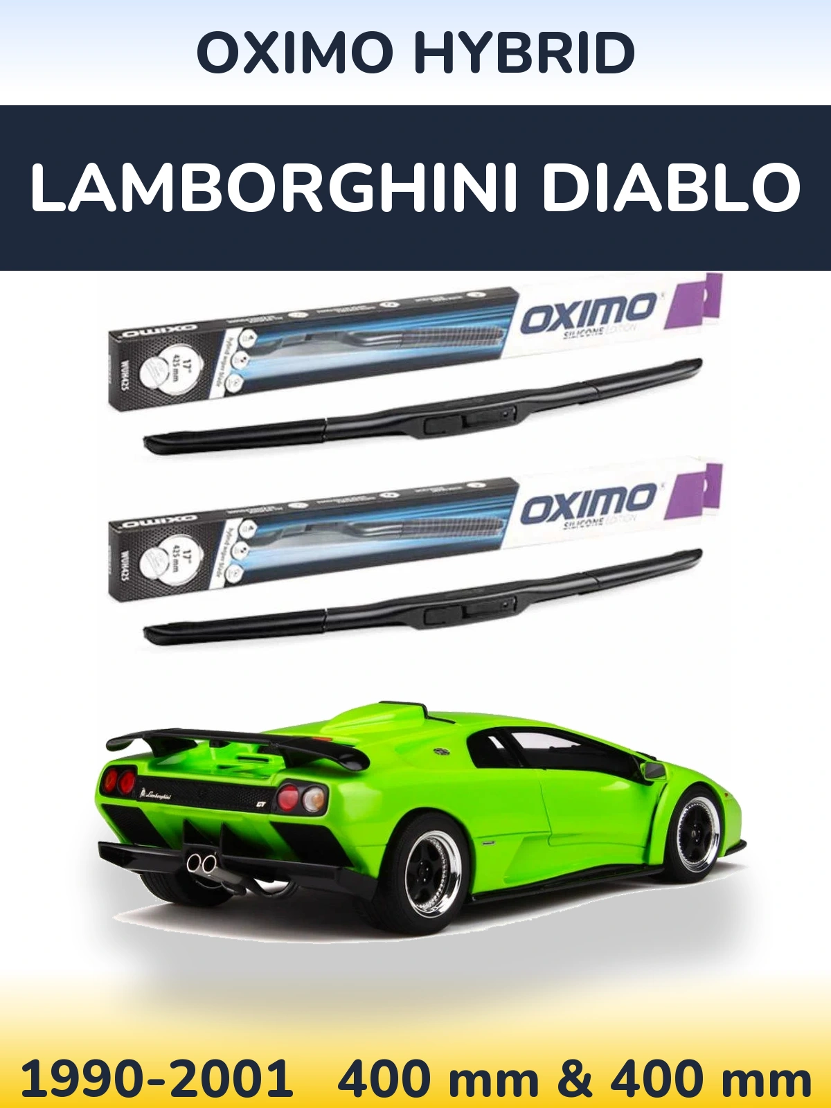 Комплект передних дворников Oximo Hybrid 400 & 400 мм для Lamborghini Diablo 1990-2001
