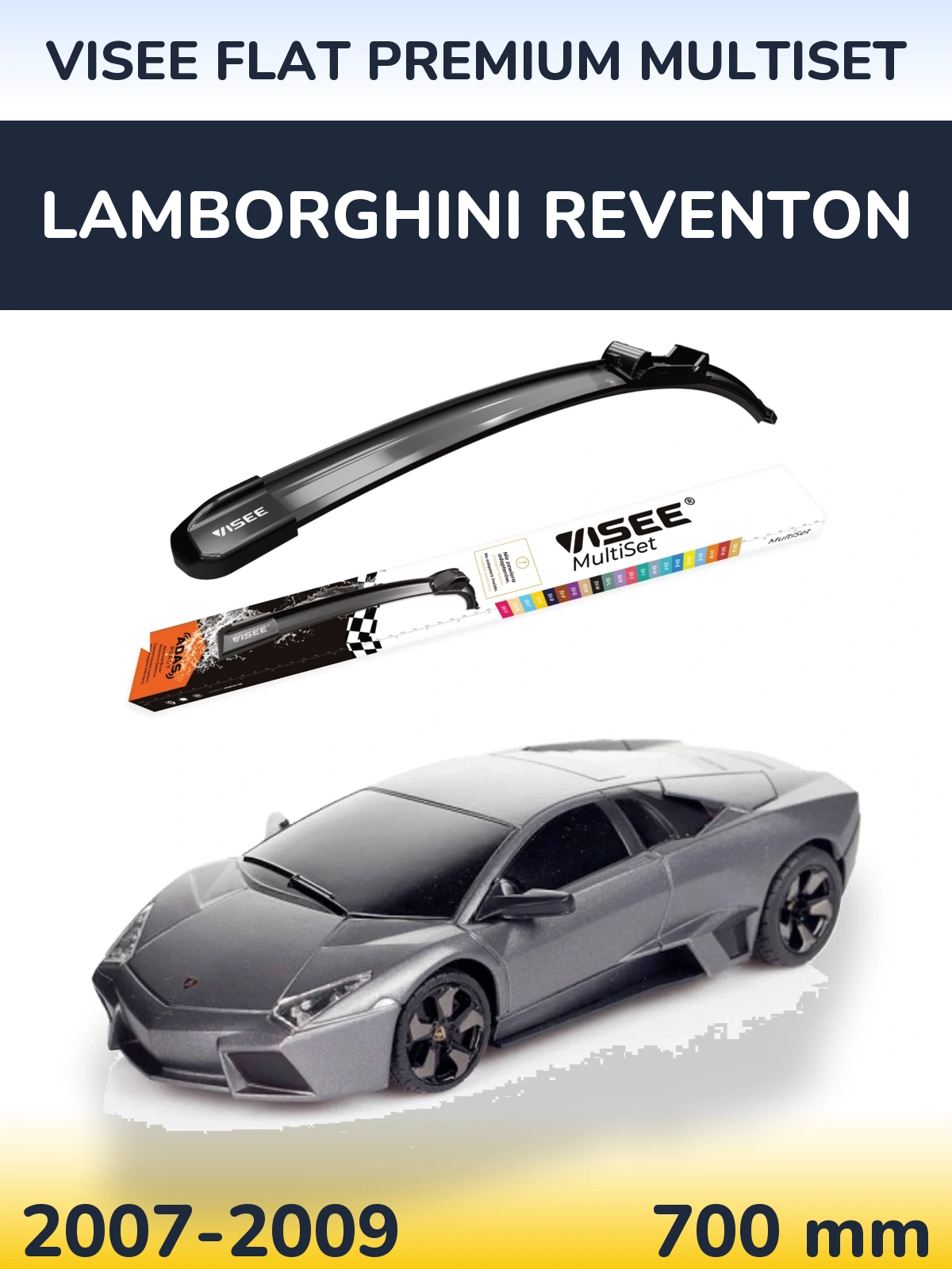Передня щітка VISEE FLAT PREMIUM MultiSet 700 мм для Lamborghini Reventon 2007-2009