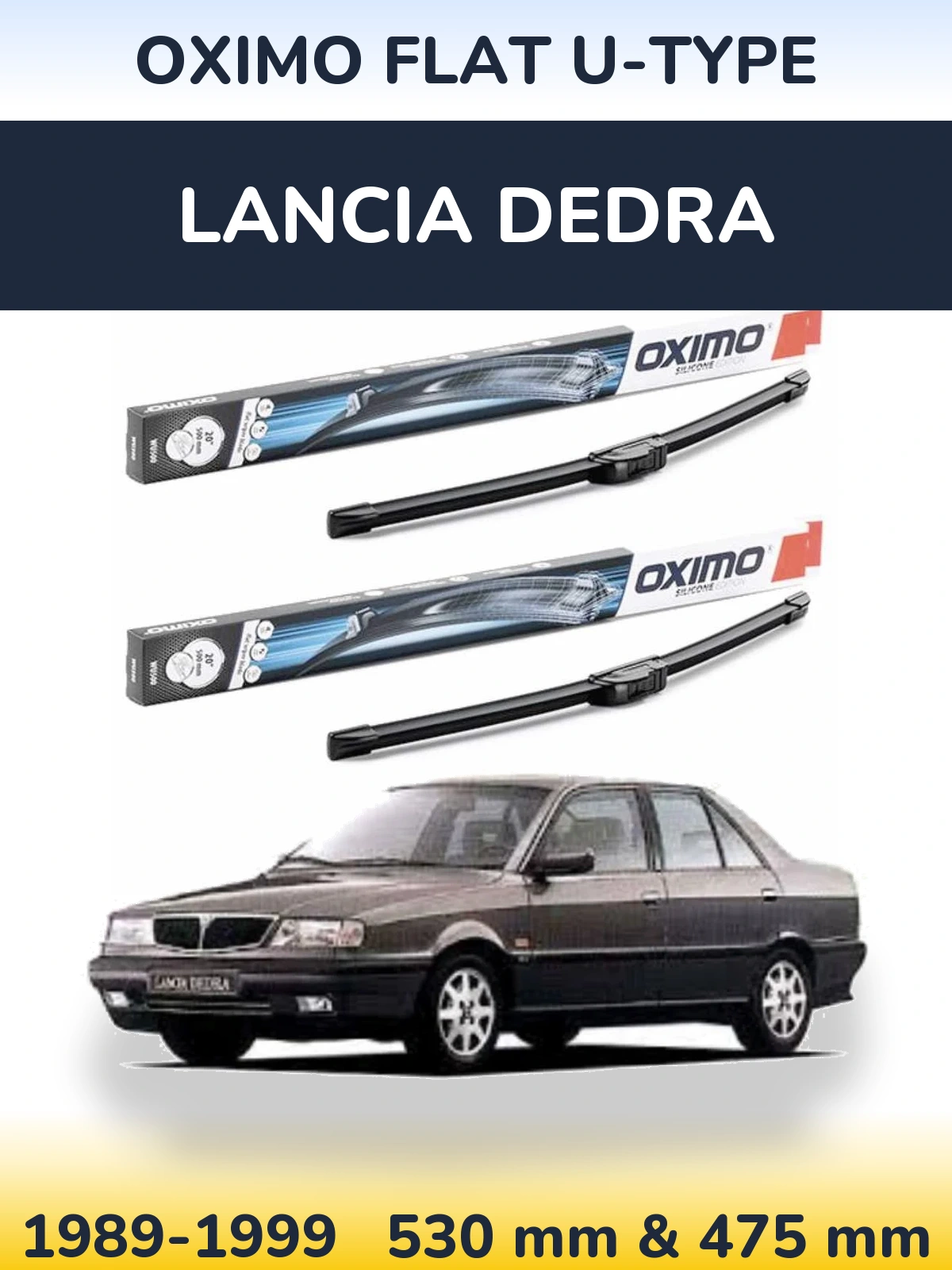 Комплект передних дворников Oximo Flat U-type 530 & 475 мм для Lancia Dedra 1989-1999