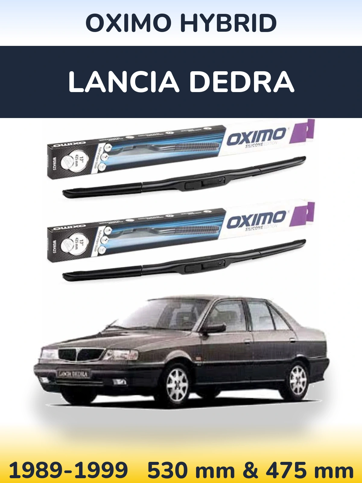 Комплект передних дворников Oximo Hybrid 530 & 475 мм для Lancia Dedra 1989-1999