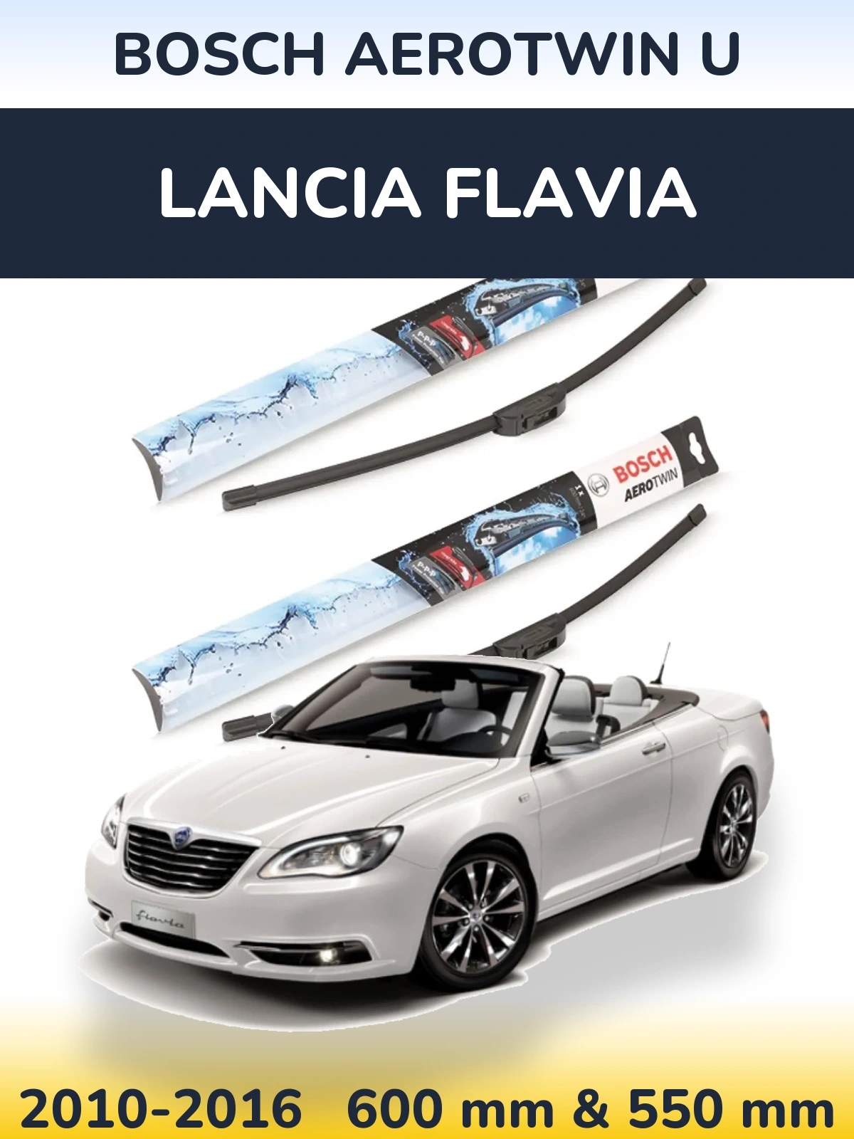 Комплект передних дворников BOSCH AeroTwin U 600 & 550 мм для Lancia Flavia 2010-2016