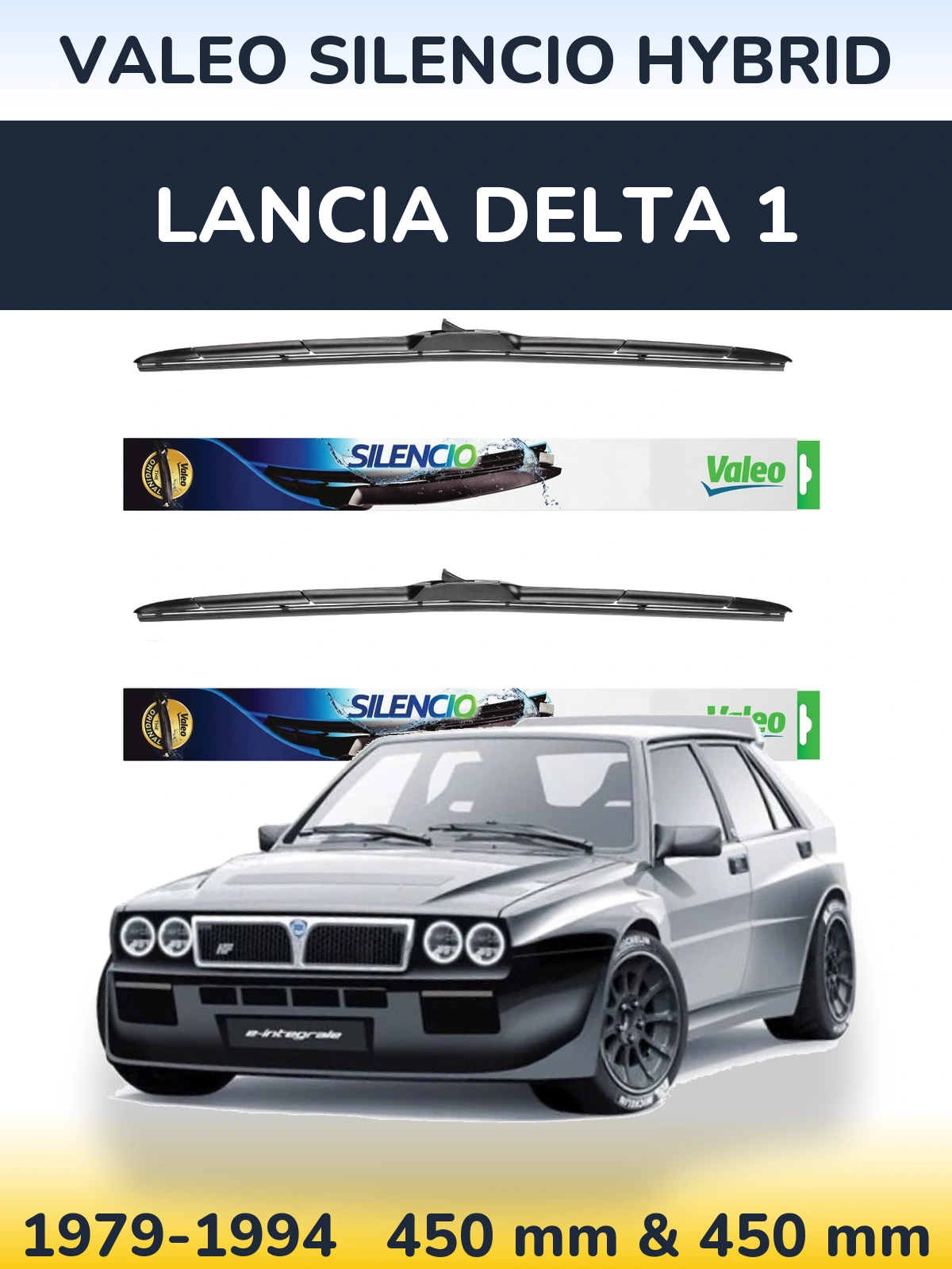 Комплект передних дворников Valeo Silencio Hybrid 450 & 450 мм для Lancia Delta 1 1979-1994