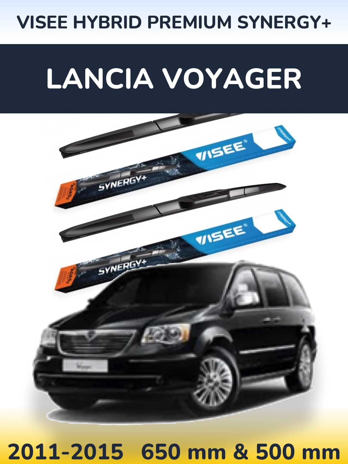 Комплект передних дворников VISEE HYBRID PREMIUM SYNERGY+ 650 & 500 мм для Lancia Voyager 2011-2015