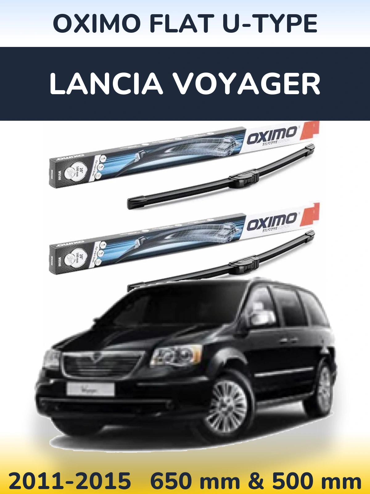 Komplet przednich wycieraczek Oximo Flat U-type 650 & 500 mm do Lancia Voyager 2011-2015