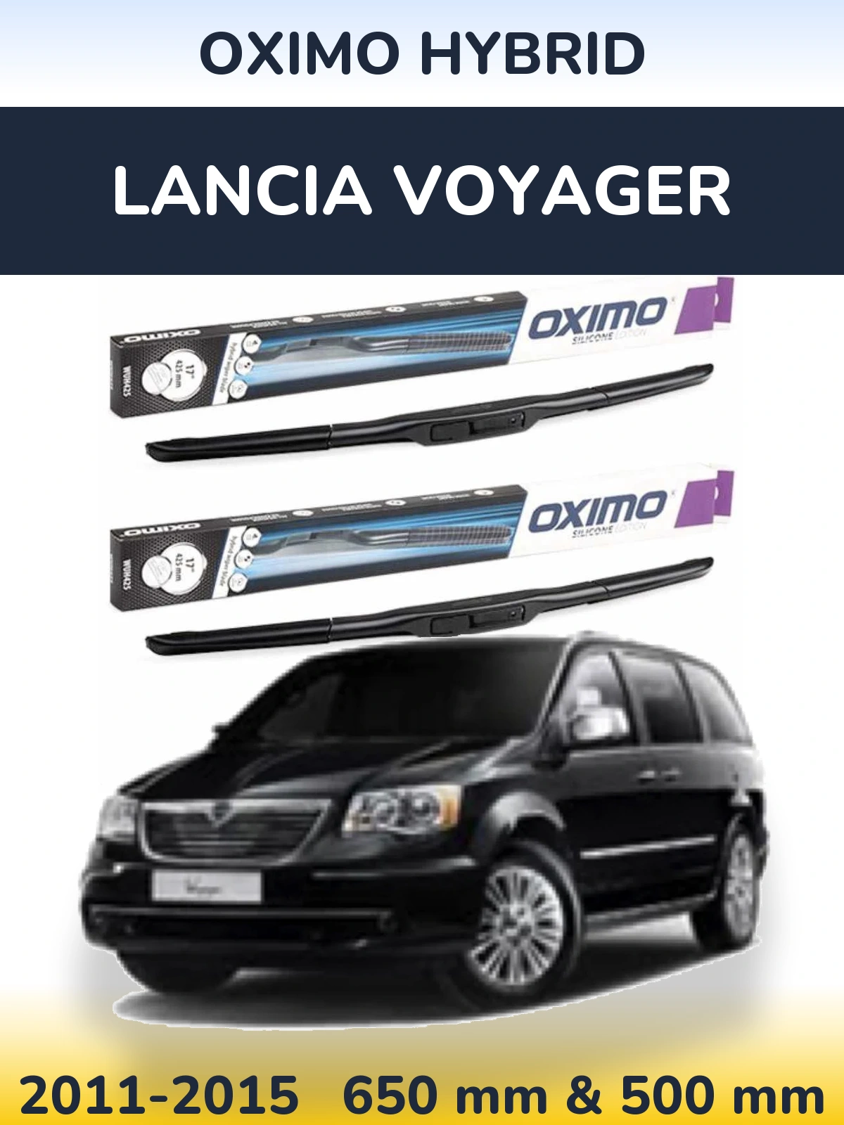 Komplet przednich wycieraczek Oximo Hybrid 650 & 500 mm do Lancia Voyager 2011-2015
