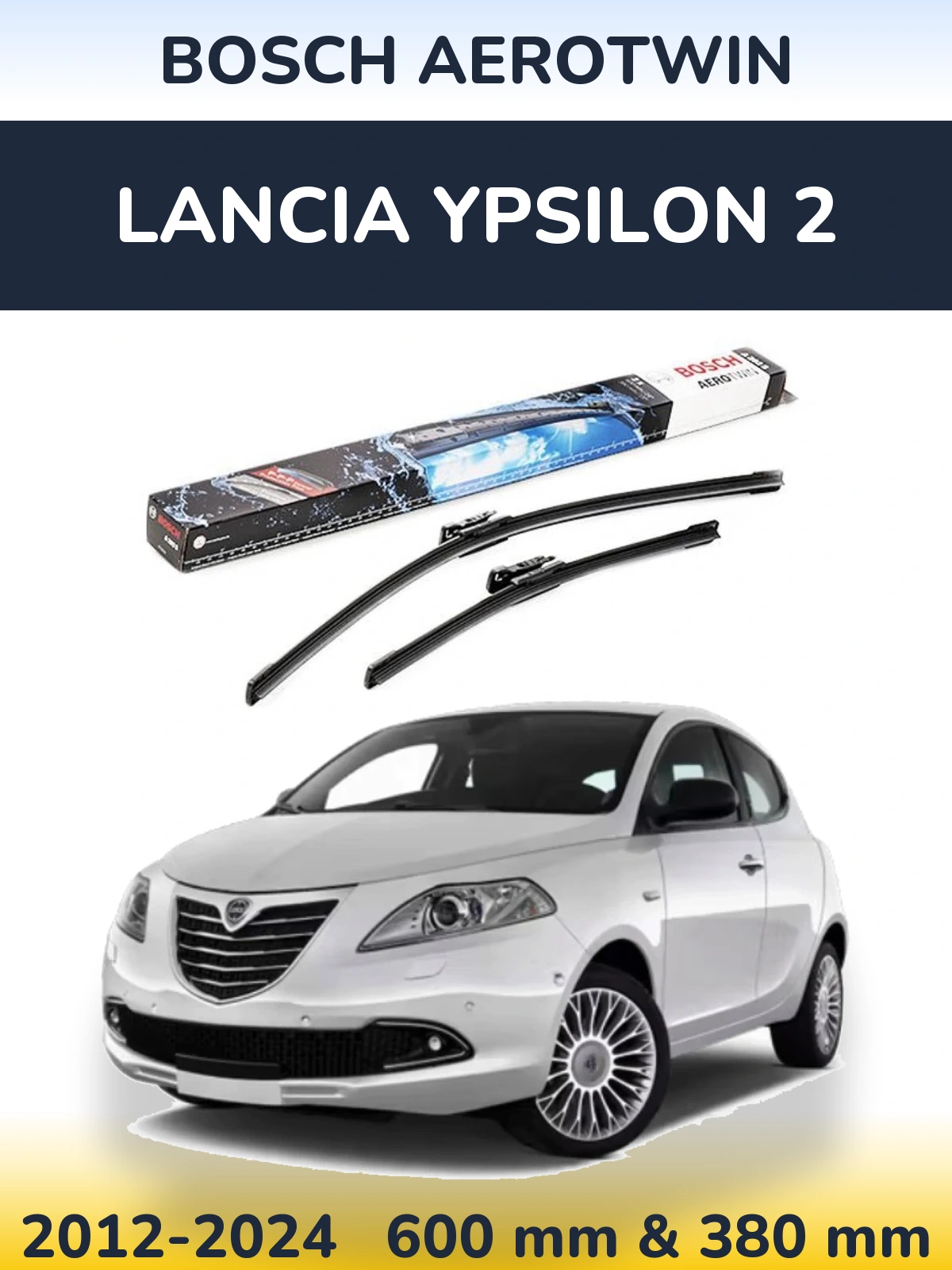 Komplet przednich wycieraczek BOSCH AeroTwin 600 & 380 mm do Lancia Ypsilon 2 2012-2024