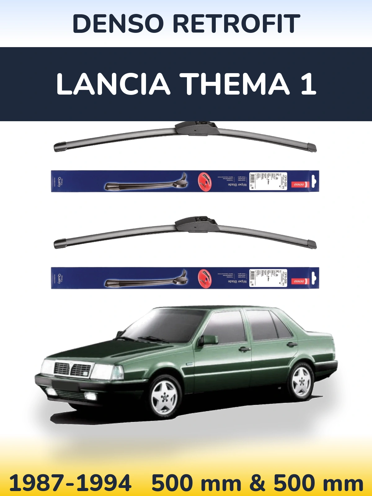 Комплект передних дворников Denso Retrofit 500 & 500 мм для Lancia Thema 1 1987-1994