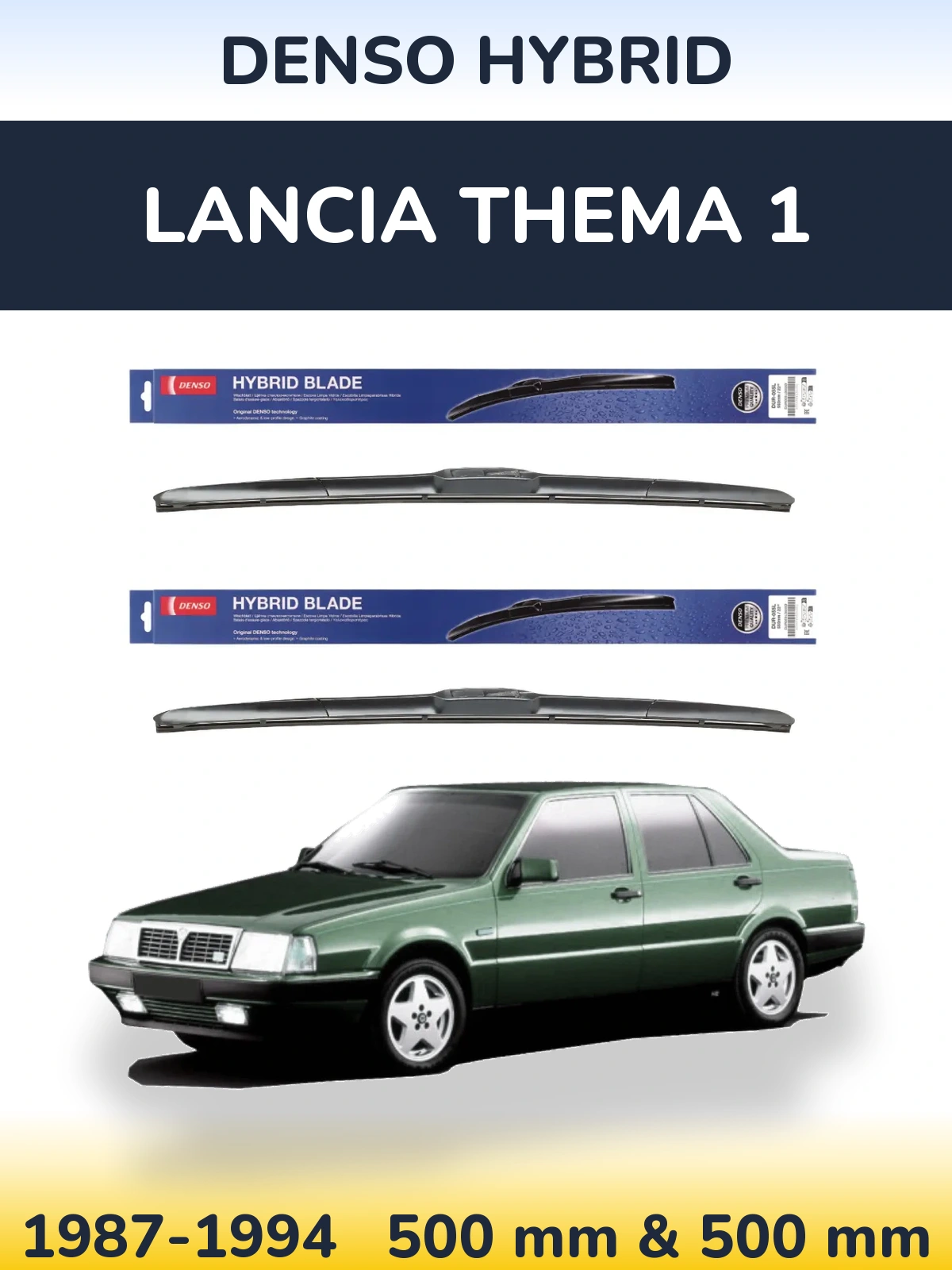 Комплект передних дворников Denso Hybrid 500 & 500 мм для Lancia Thema 1 1987-1994