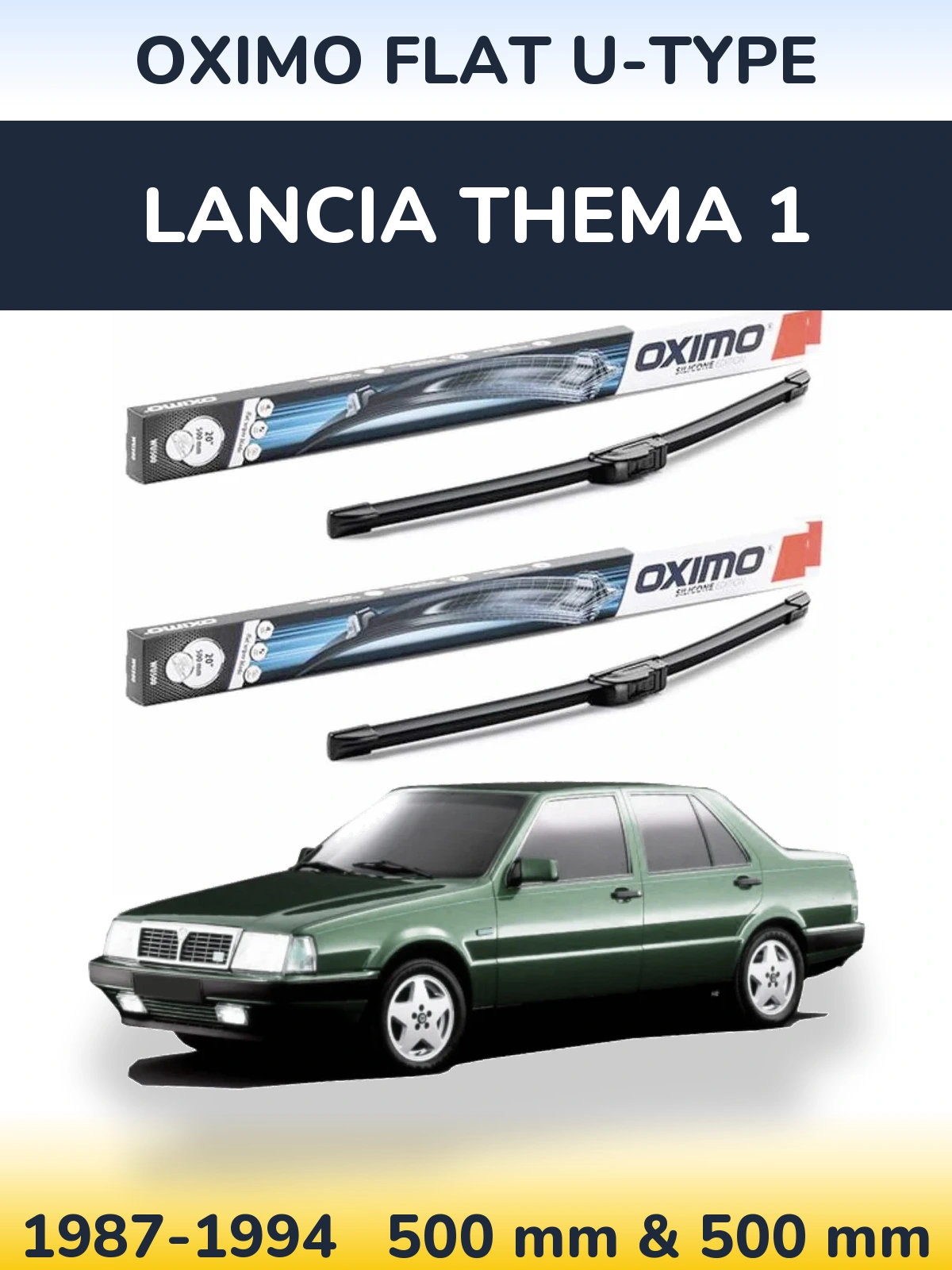 Комплект передних дворников Oximo Flat U-type 500 & 500 мм для Lancia Thema 1 1987-1994