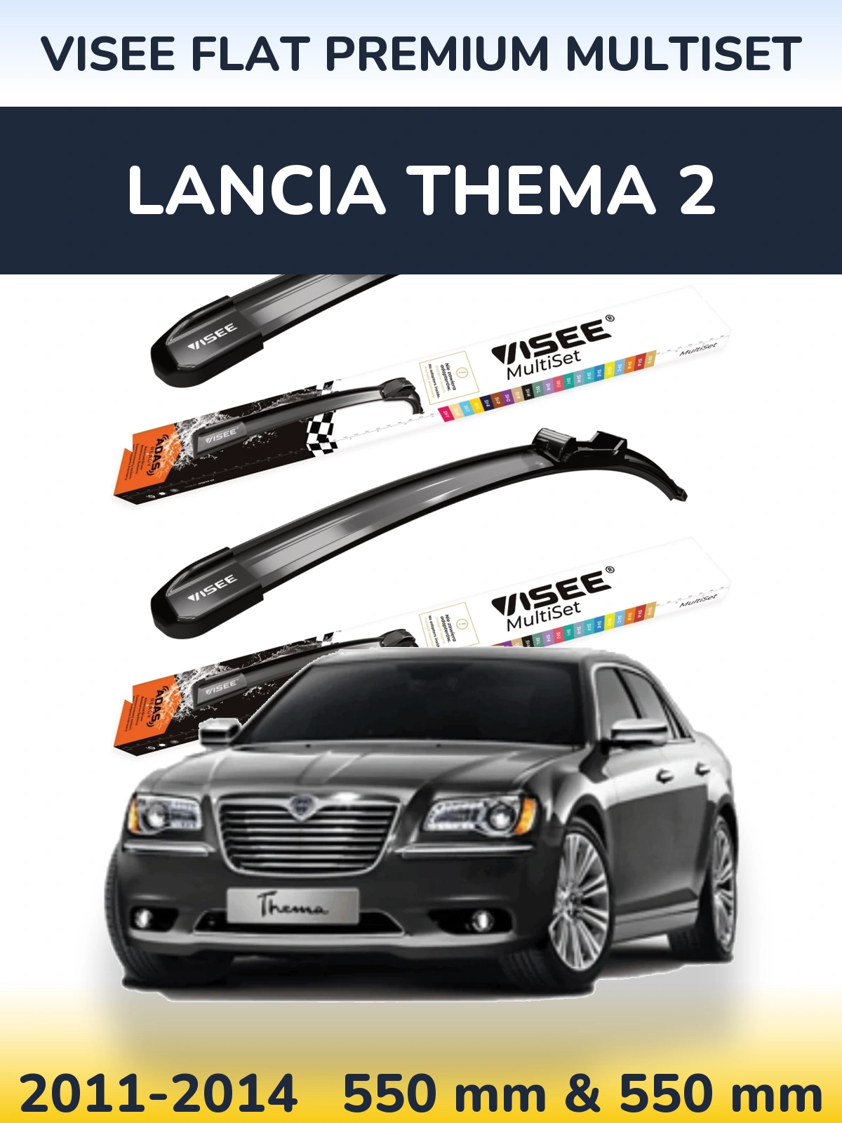 Komplet przednich wycieraczek VISEE FLAT PREMIUM MultiSet 550 & 550 mm do Lancia Thema 2 2011-2014