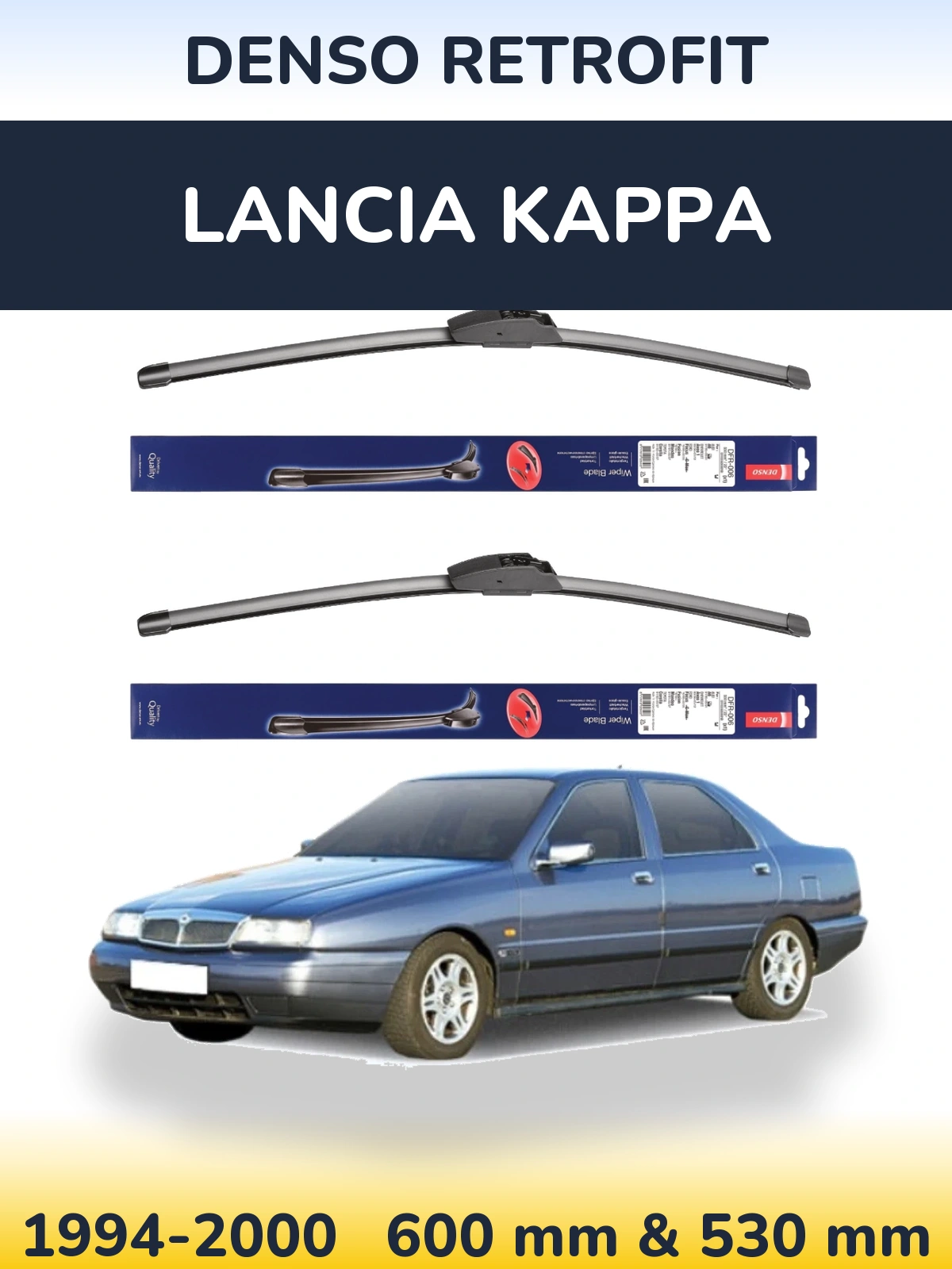Комплект передніх щіток Denso Retrofit 600 & 530 мм для Lancia Kappa 1994-2000