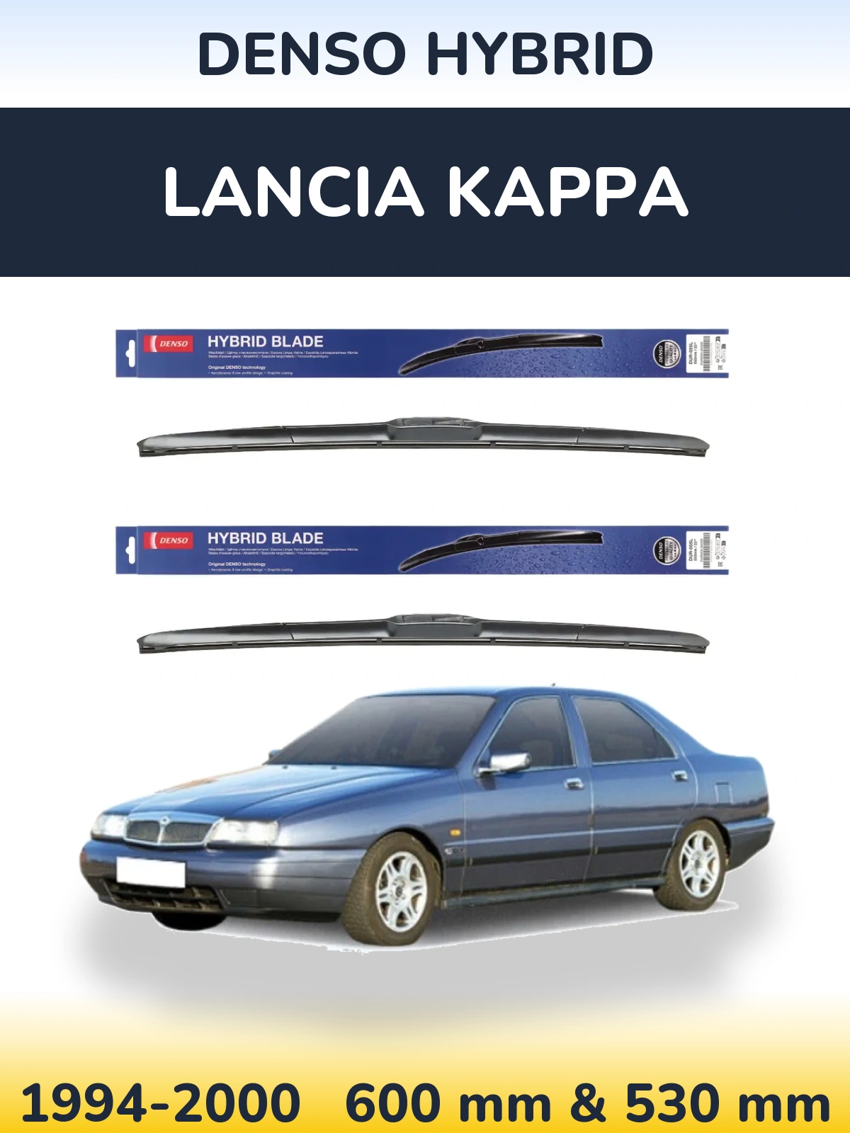Komplet przednich wycieraczek Denso Hybrid 600 & 530 mm do Lancia Kappa 1994-2000