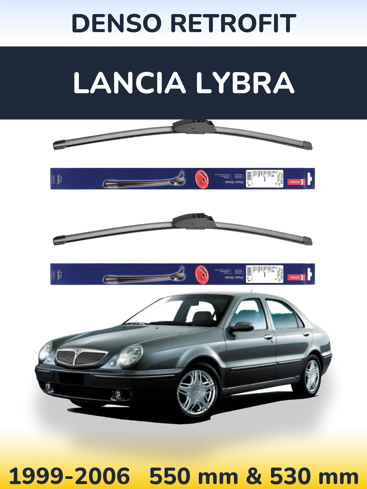 Комплект передних дворников Denso Retrofit 550 & 530 мм для Lancia Lybra 1999-2006