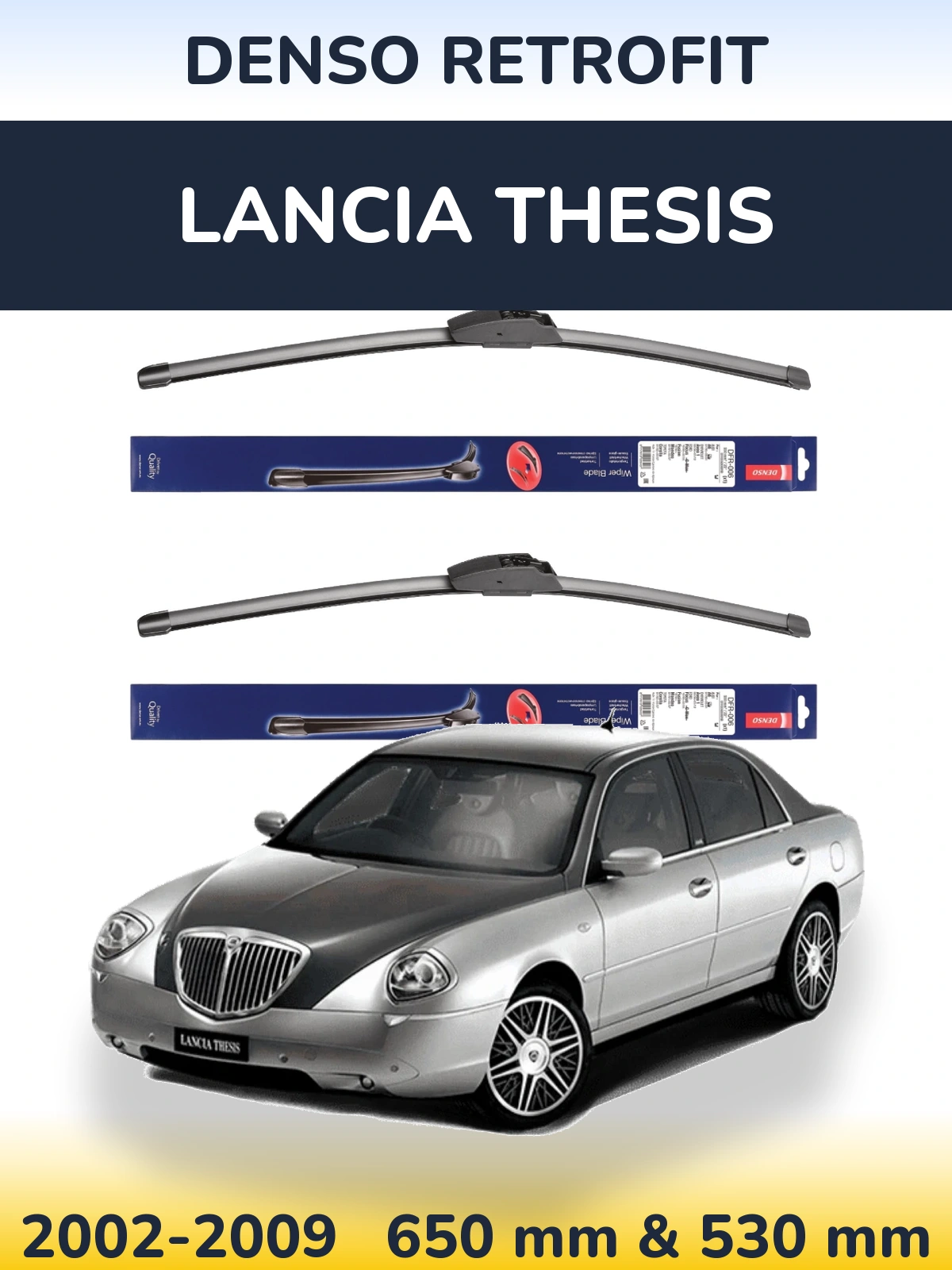 Комплект передніх щіток Denso Retrofit 650 & 530 мм для Lancia Thesis 2002-2009