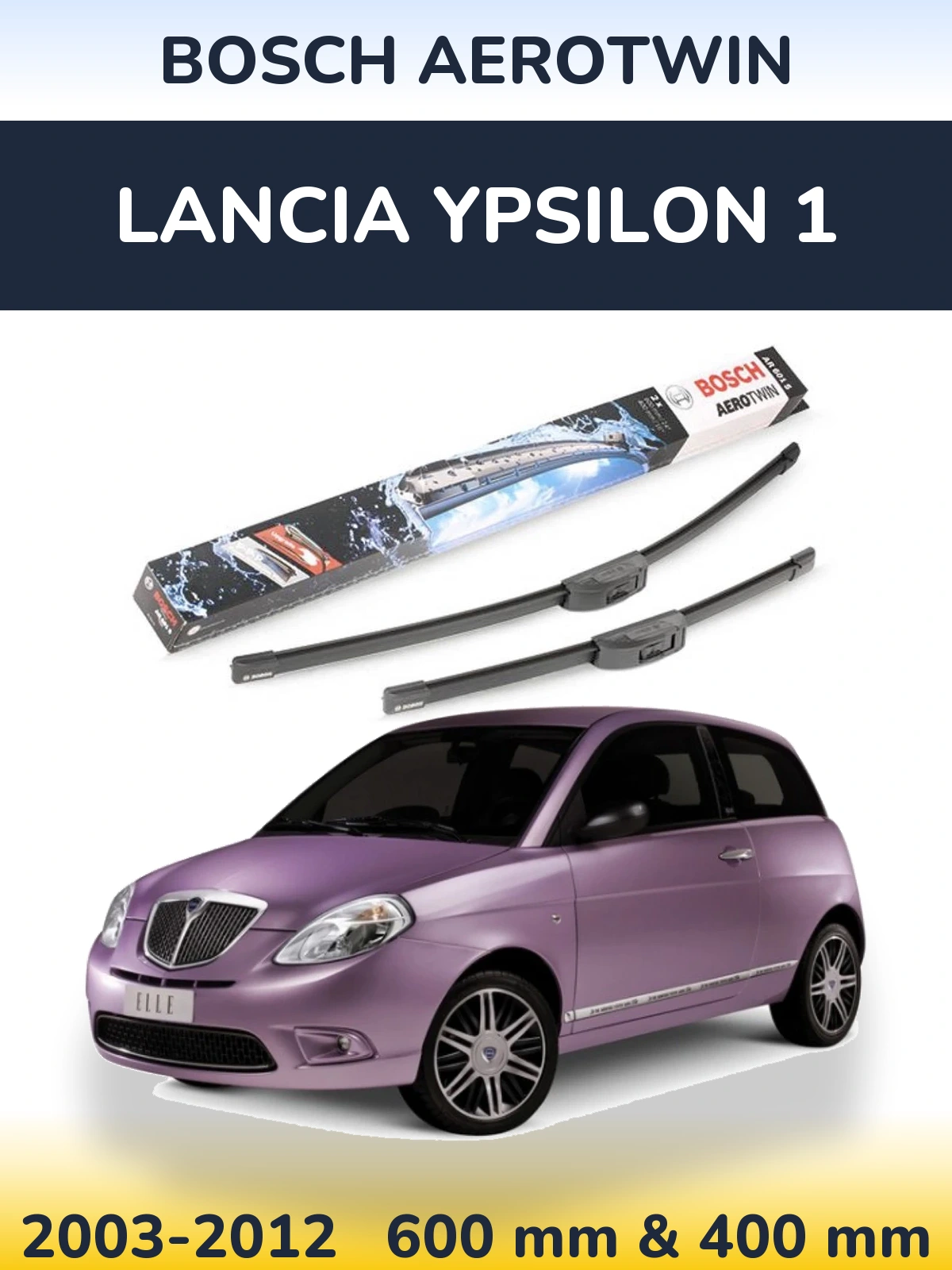 Комплект передних дворников BOSCH AeroTwin 600 & 400 мм для Lancia Ypsilon 1 2003-2012