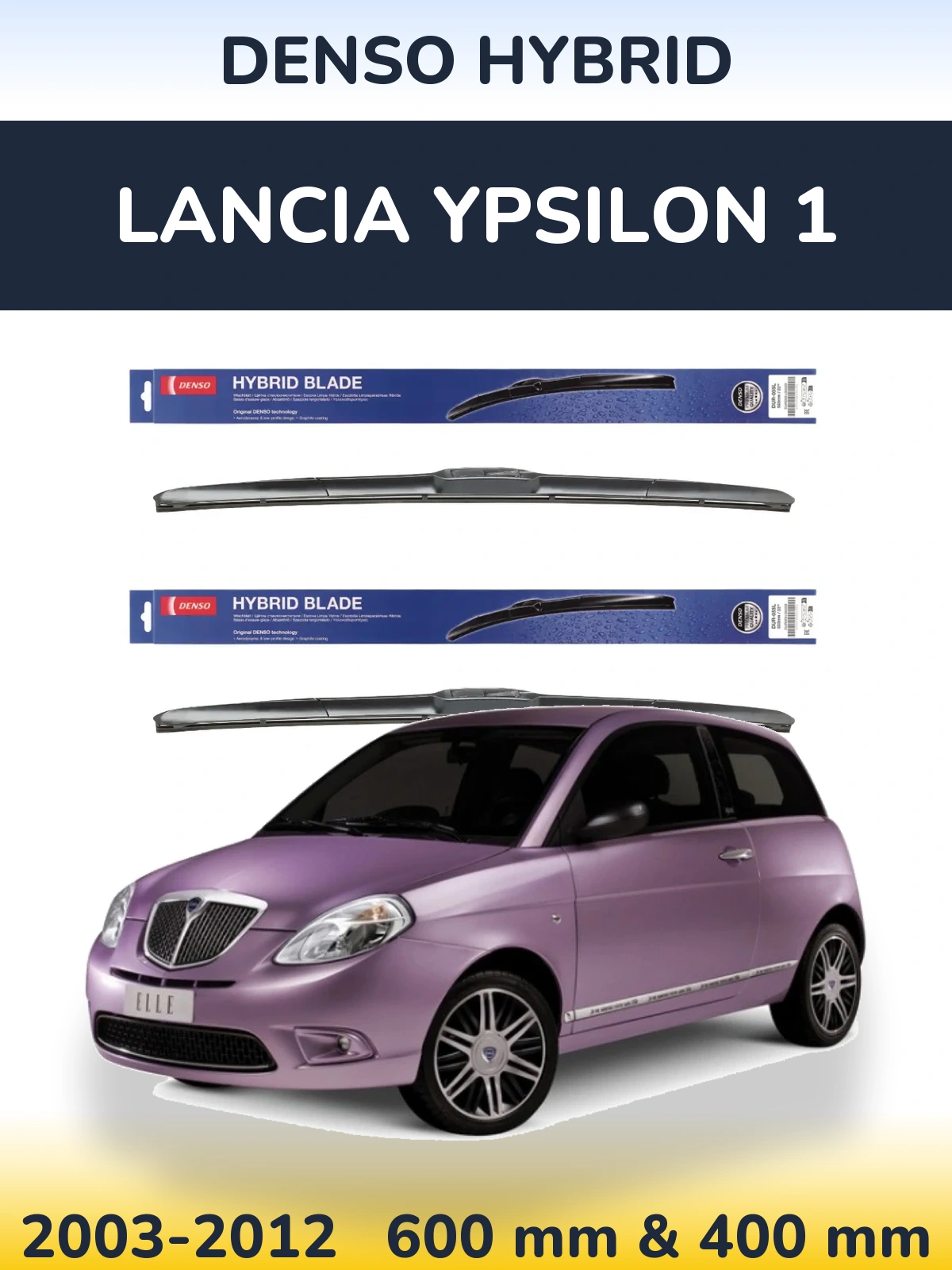 Комплект передних дворников Denso Hybrid 600 & 400 мм для Lancia Ypsilon 1 2003-2012