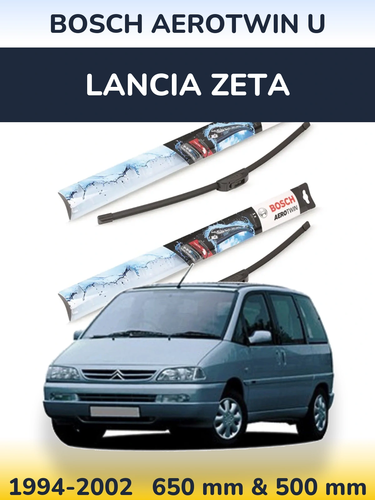 Комплект передних дворников BOSCH AeroTwin U 650 & 500 мм для Lancia Zeta 1994-2002