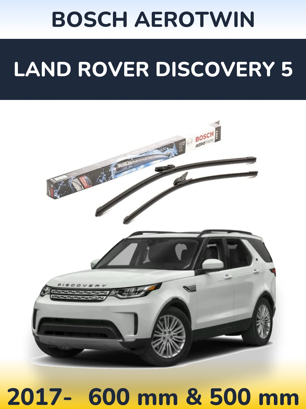 Комплект передних дворников BOSCH AeroTwin 600 & 500 мм для Land Rover Discovery 5 2017-2026