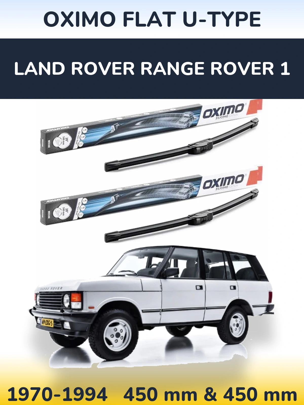 Комплект передних дворников Oximo Flat U-type 450 & 450 мм для Land Rover Range Rover 1 1970-1994