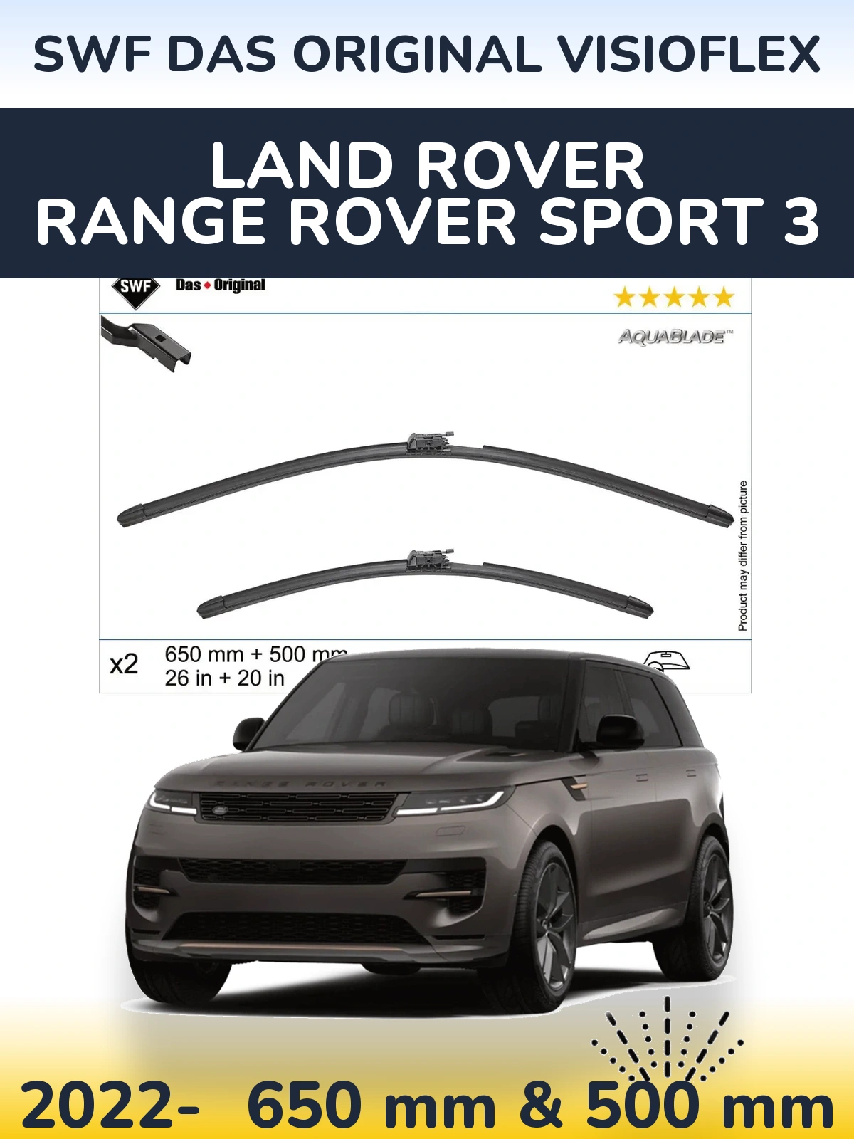 Komplet przednich wycieraczek SWF Das Original VisioFlex 650 & 500 mm do Land Rover Range Rover Sport 3 2022-2026