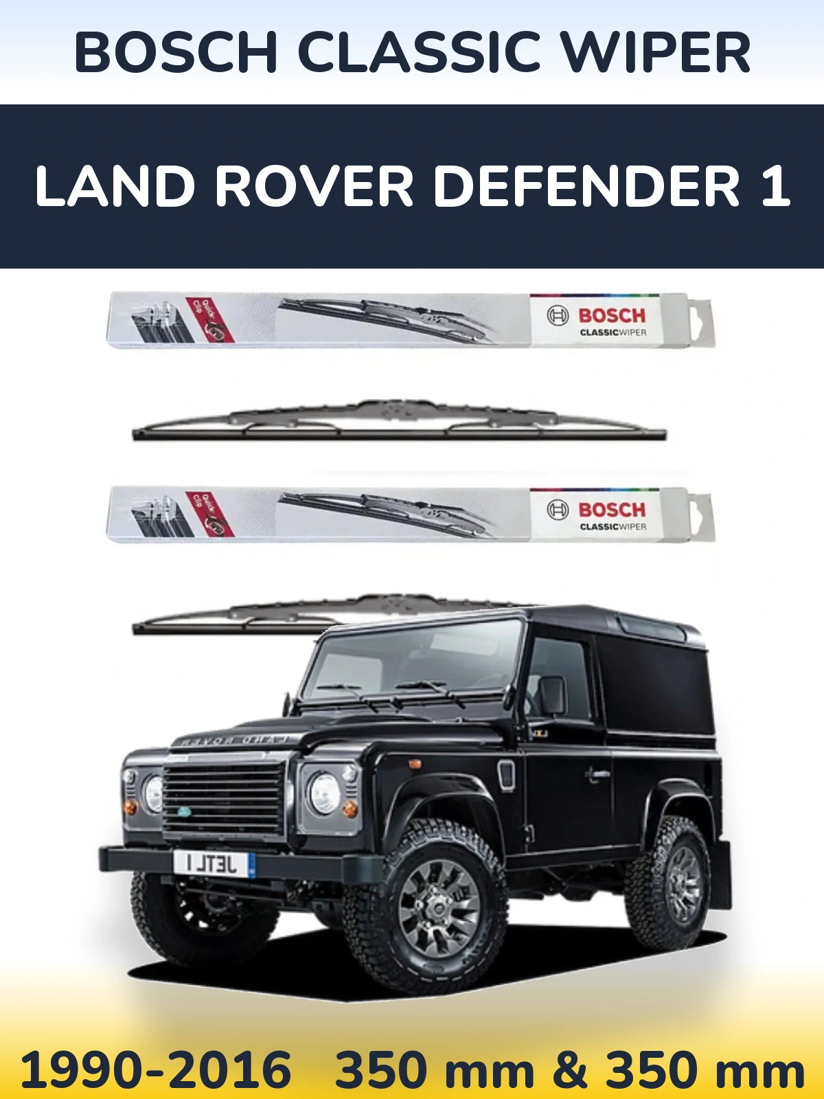 Комплект передних дворников BOSCH Classic Wiper 340 & 340 мм для Land Rover Defender 1 1990-2016