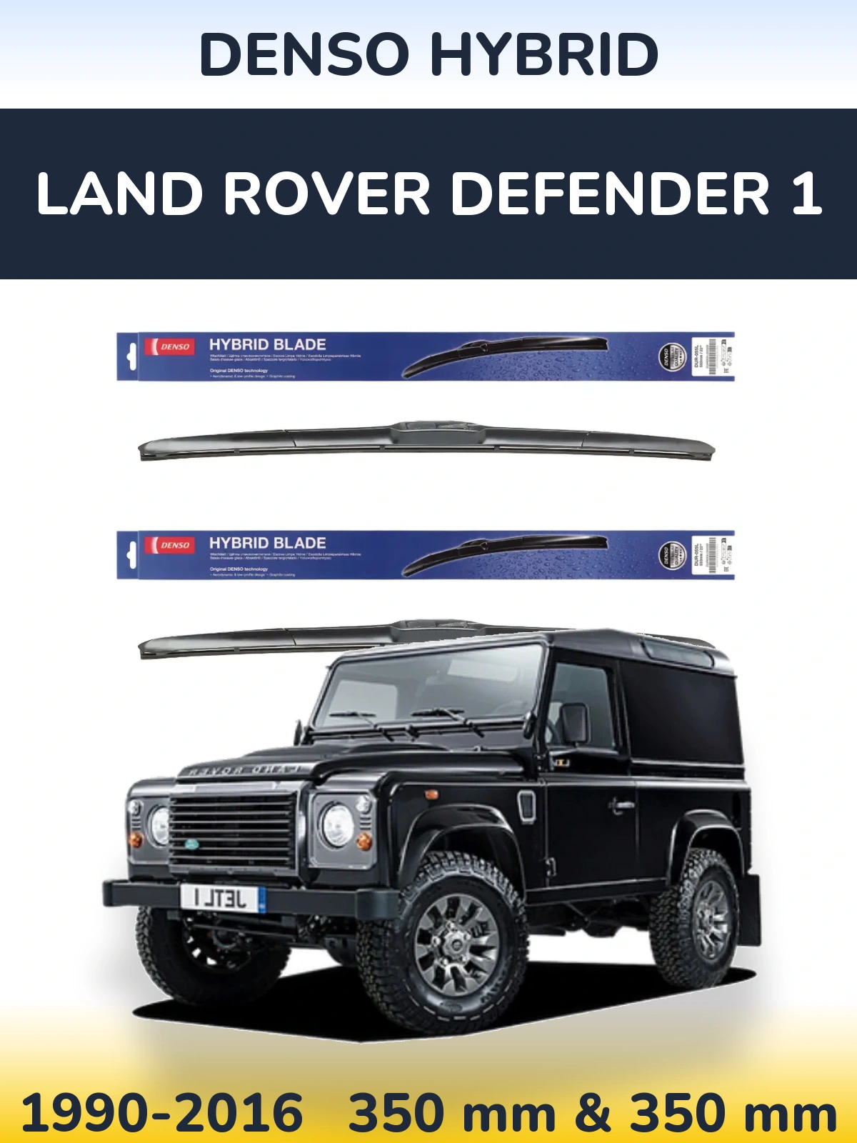 Komplet przednich wycieraczek Denso Hybrid 350 & 350 mm do Land Rover Defender 1 1990-2016